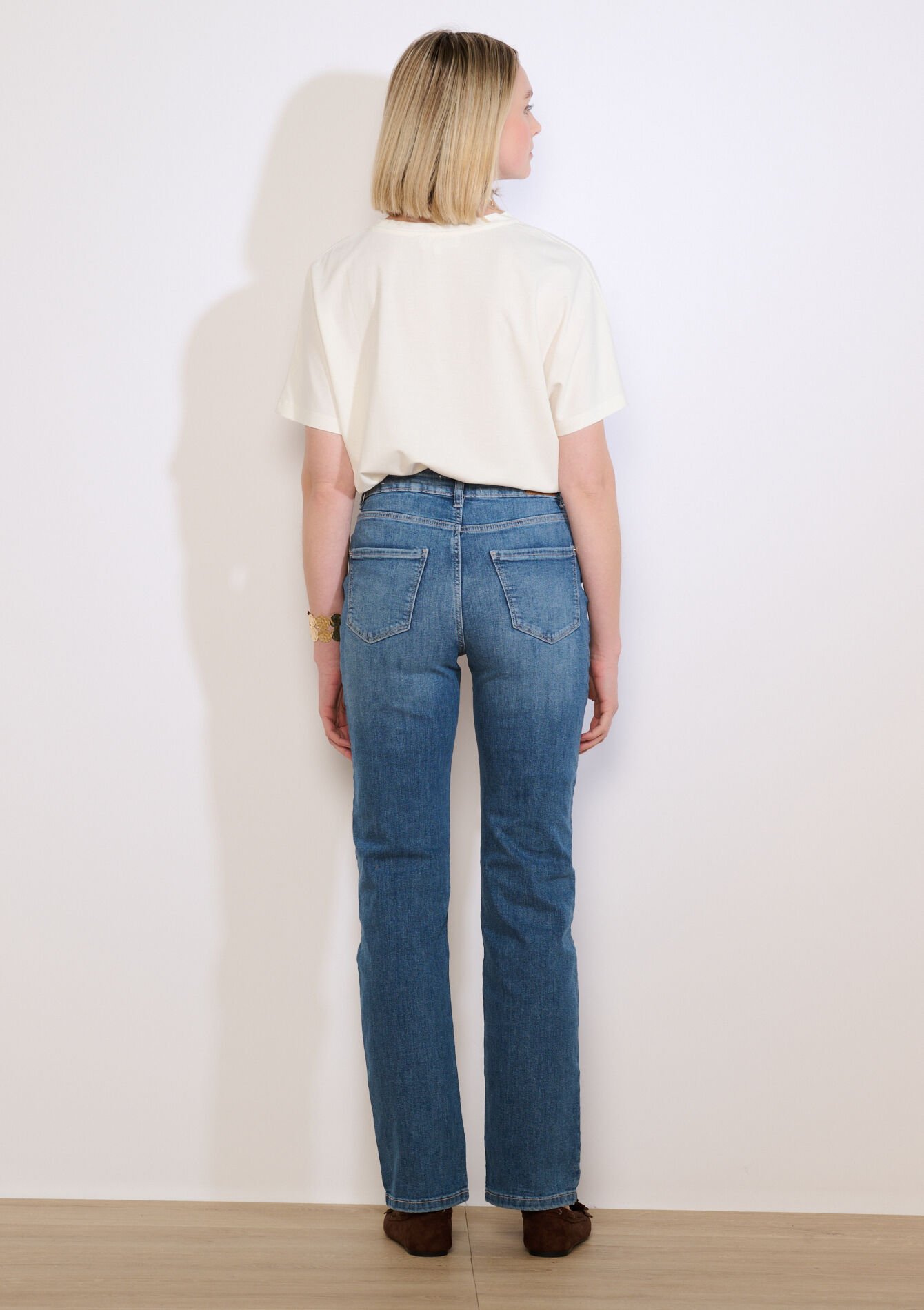 Rechte jeans met hoge taille - MEDIUM BLUE - 22000634_0500