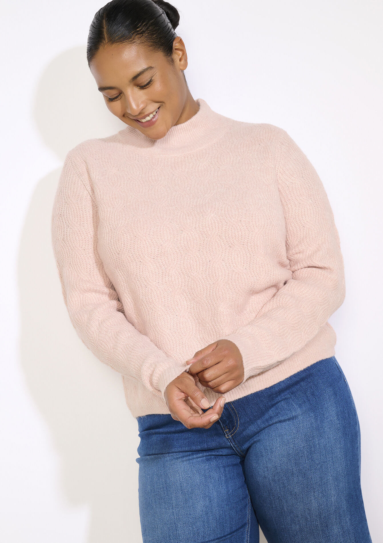 Zachte gebreide trui, Zachte gebreide trui - NUDE PINK - 04006938_1301