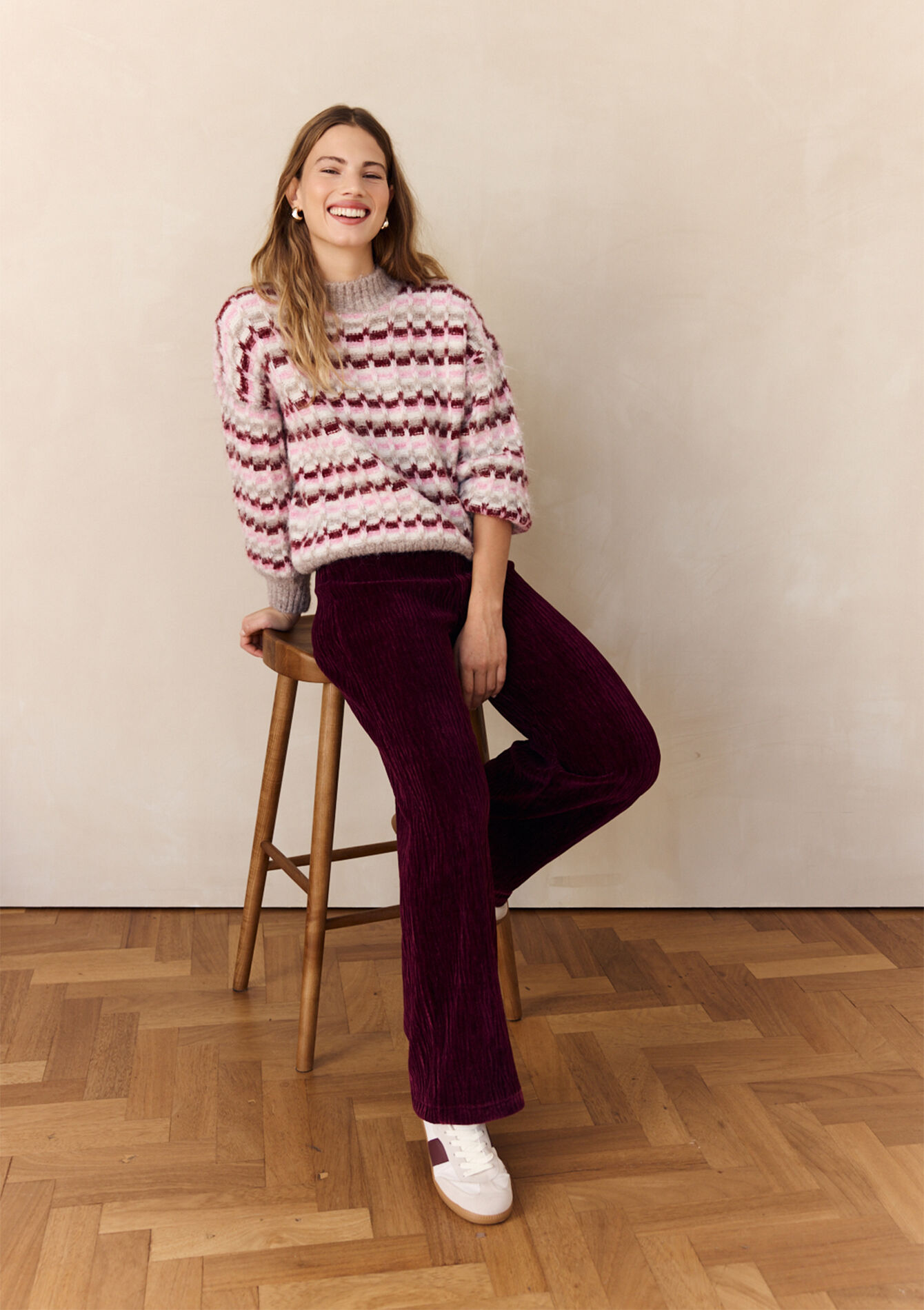 Pantalon en velours fluide - BORDEAUX WINE - 06601086_5514