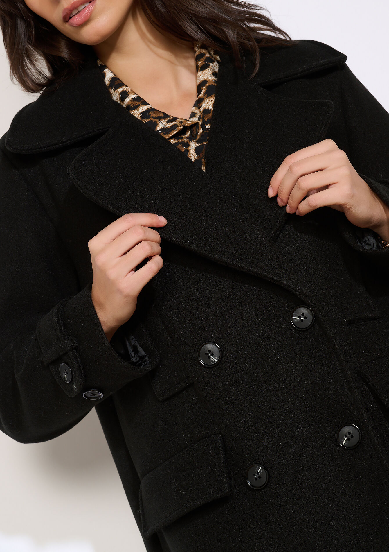 Manteau croisé, Manteau croisé - BLACK - 23000803_1119