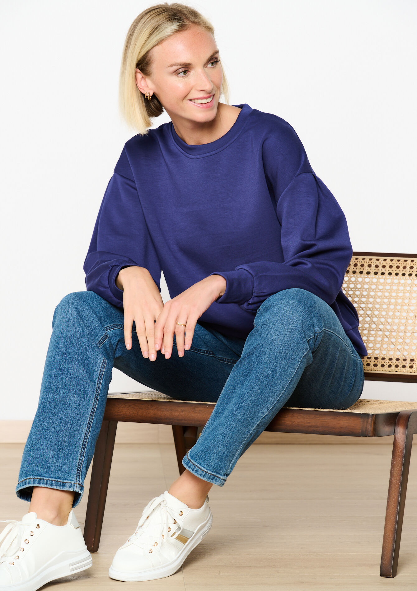 Sweater met ballonmouwen, Sweater met ballonmouwen - NAVY BLUE - 03001742_1651