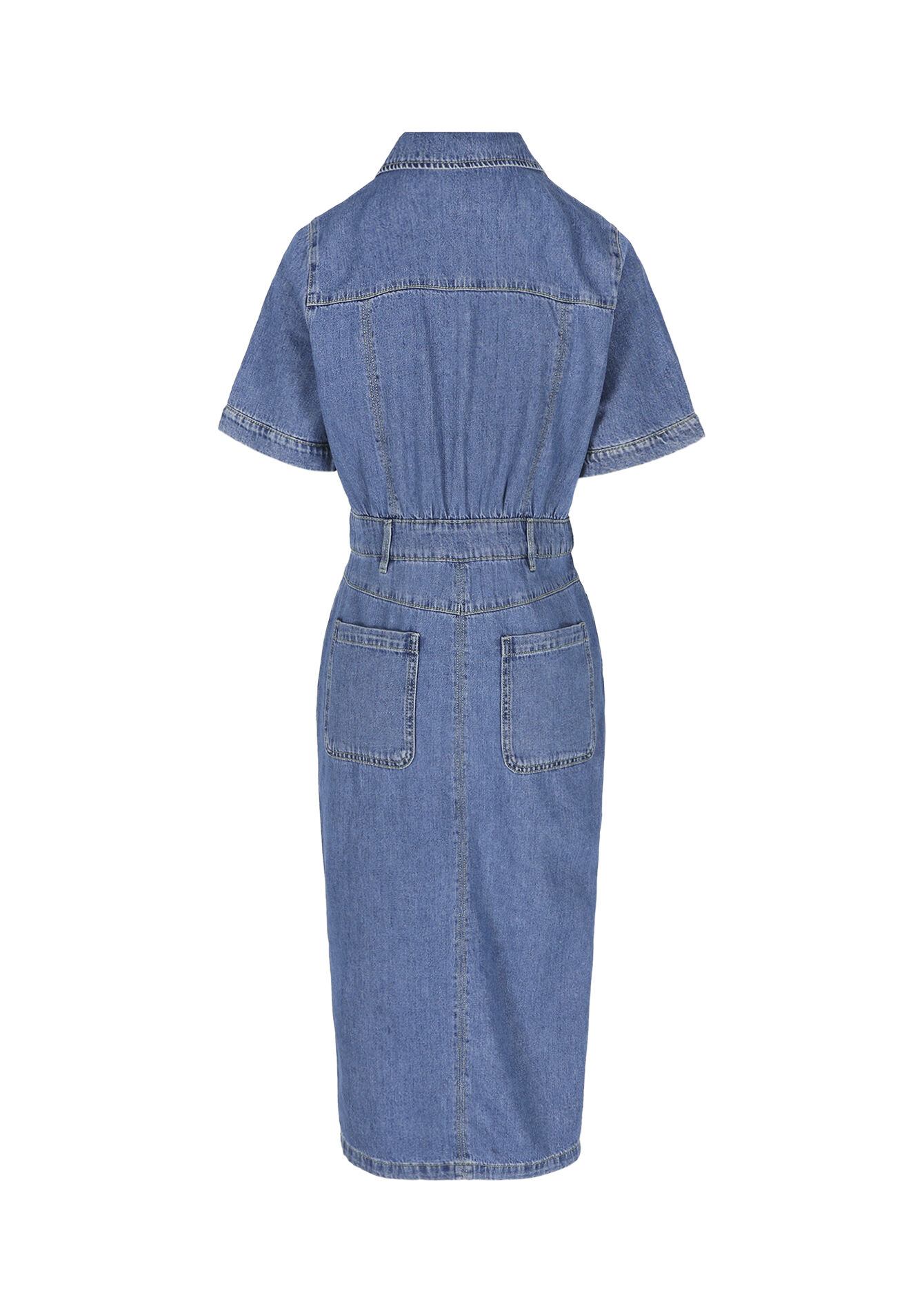 Midi overhemdjurk van denim - MEDIUM BLUE - 08104295_0500