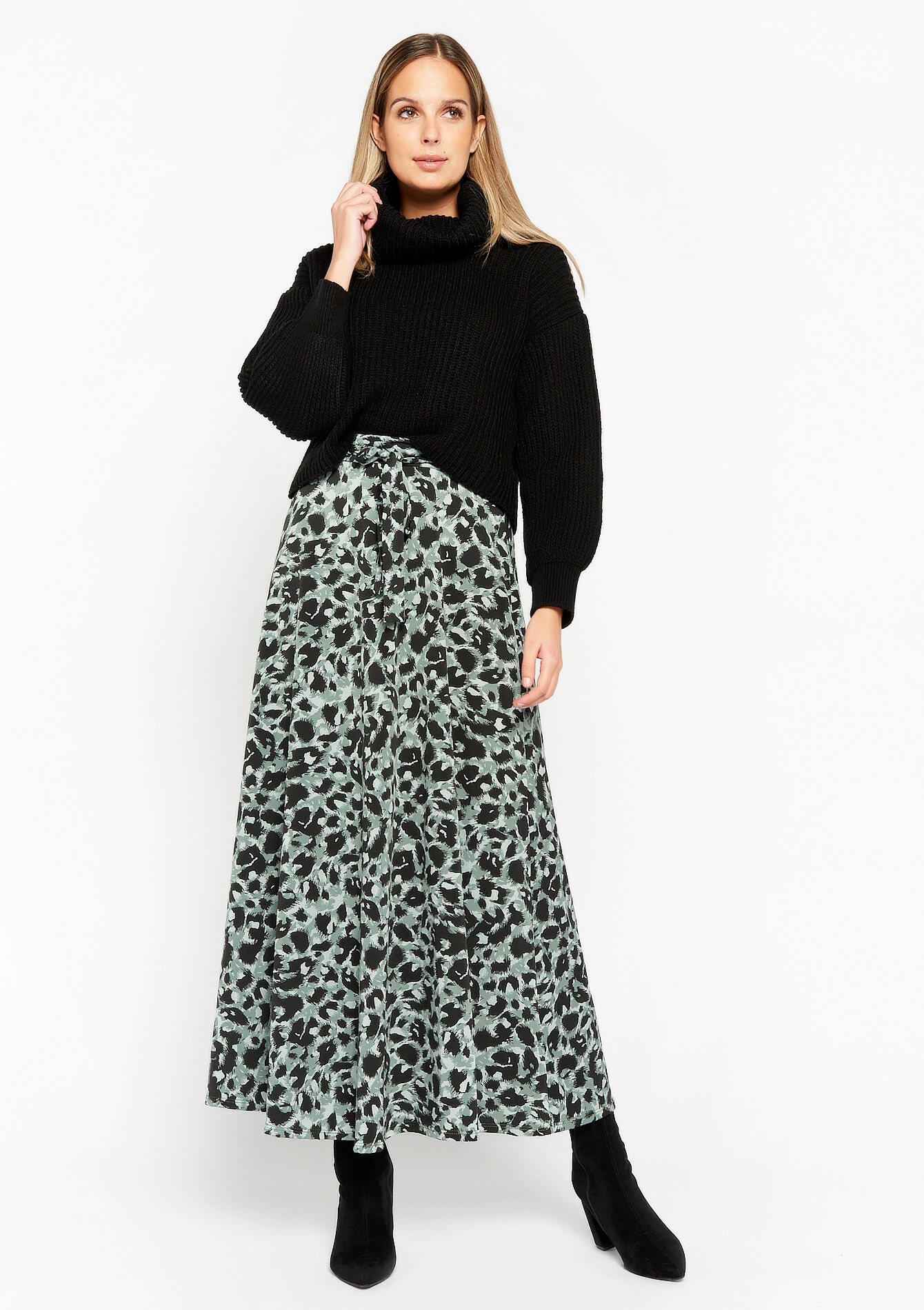 Maxi-rok met luipaardprint - KHAKI FADED - 07101066_4326