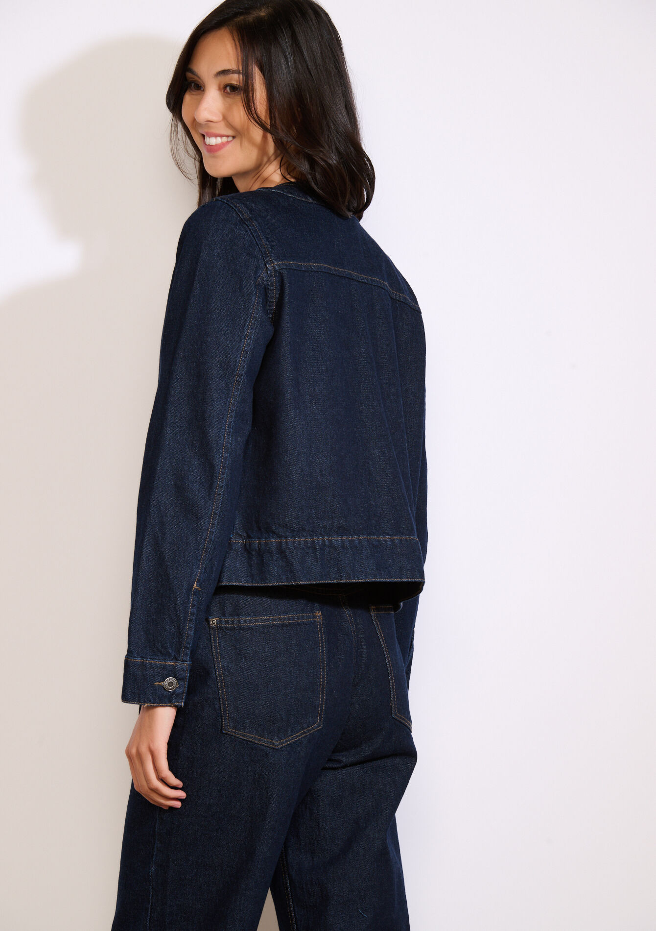 Veste en denim structuré - DARK BLUE - 09101078_0501