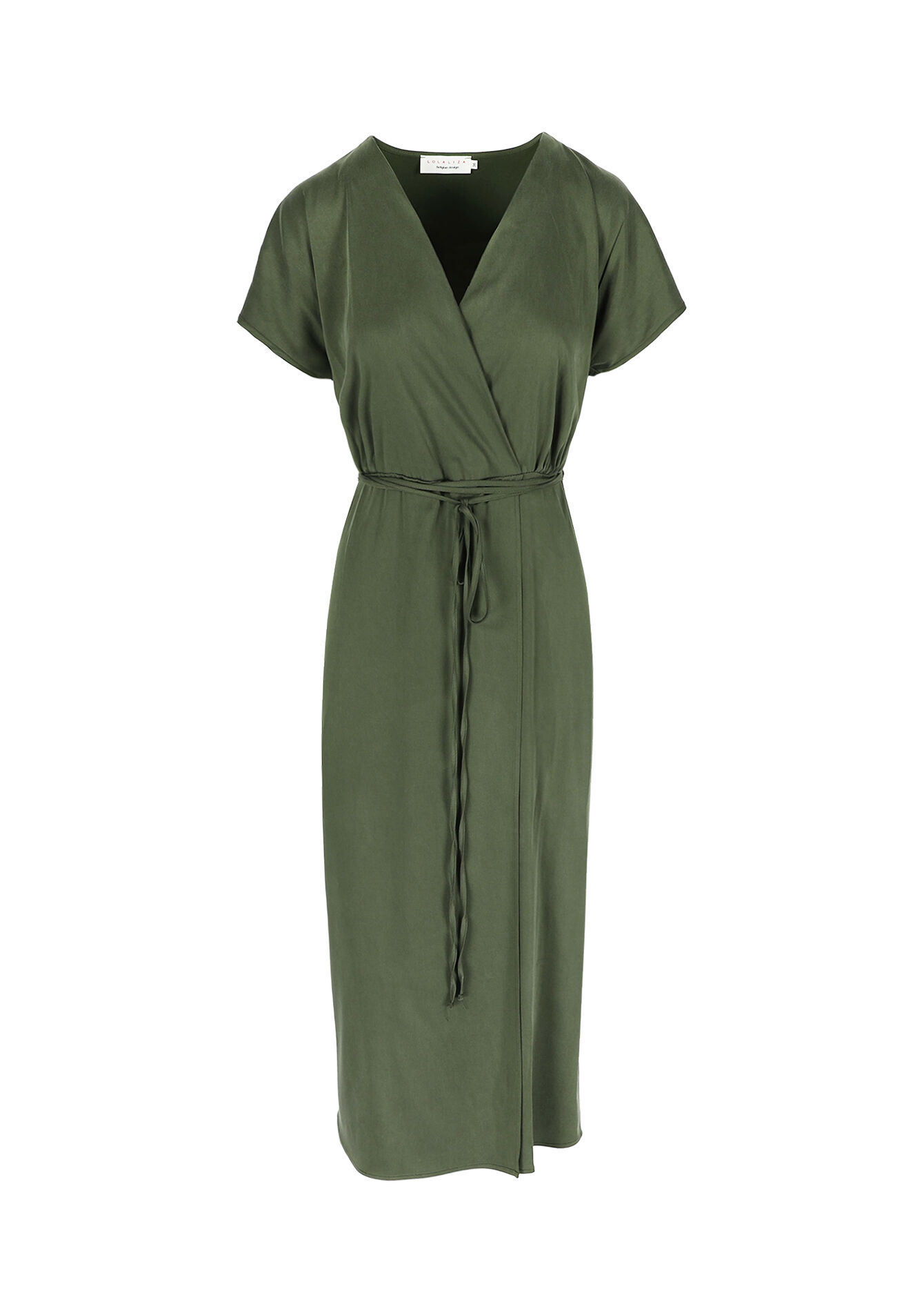 Midi-jurk met overslag, Midi-jurk met overslag - KHAKI MED - 08104029_4327