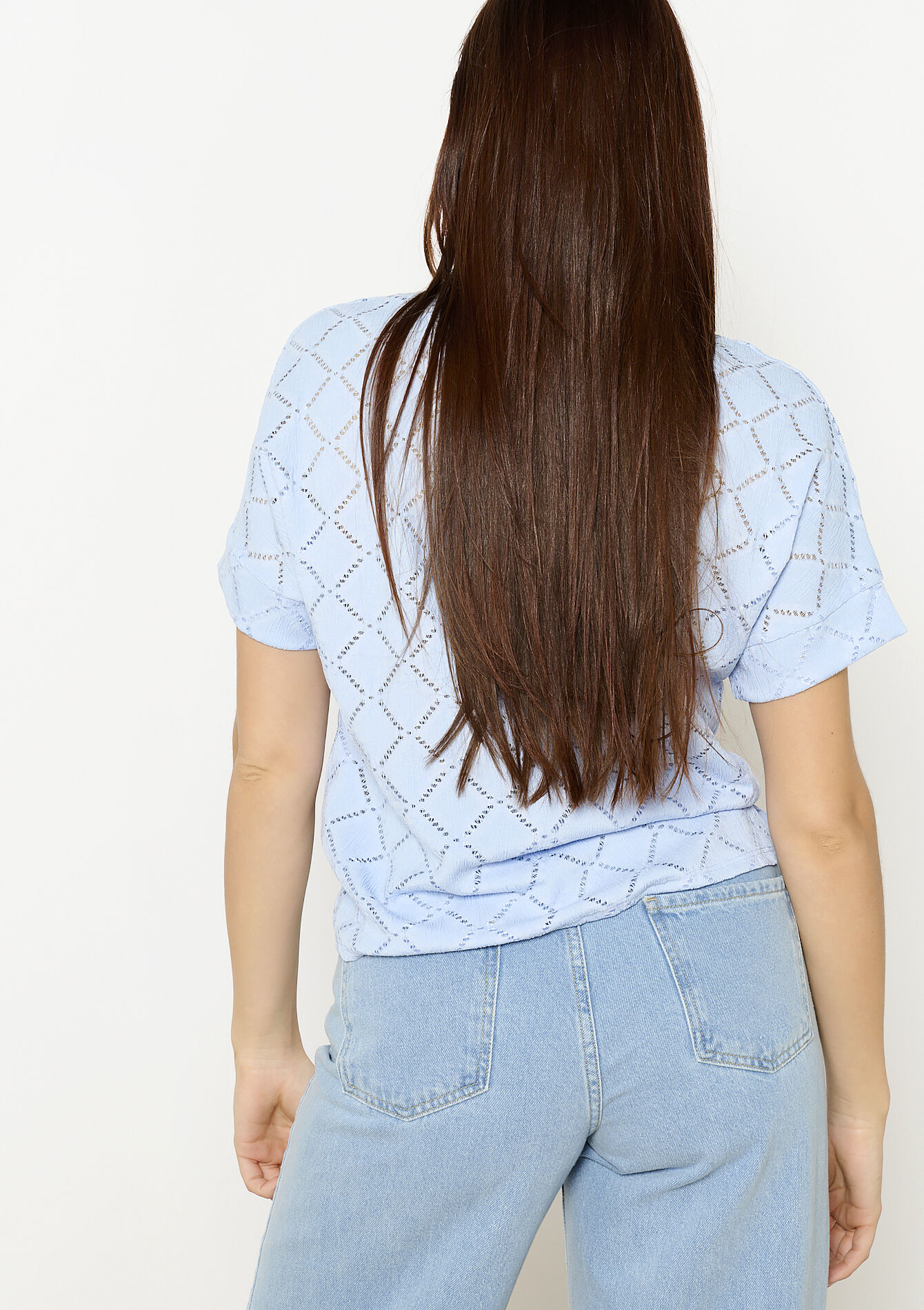 Ajourgebreide top, Ajourgebreide top - LT BLUE - 02301794_2519