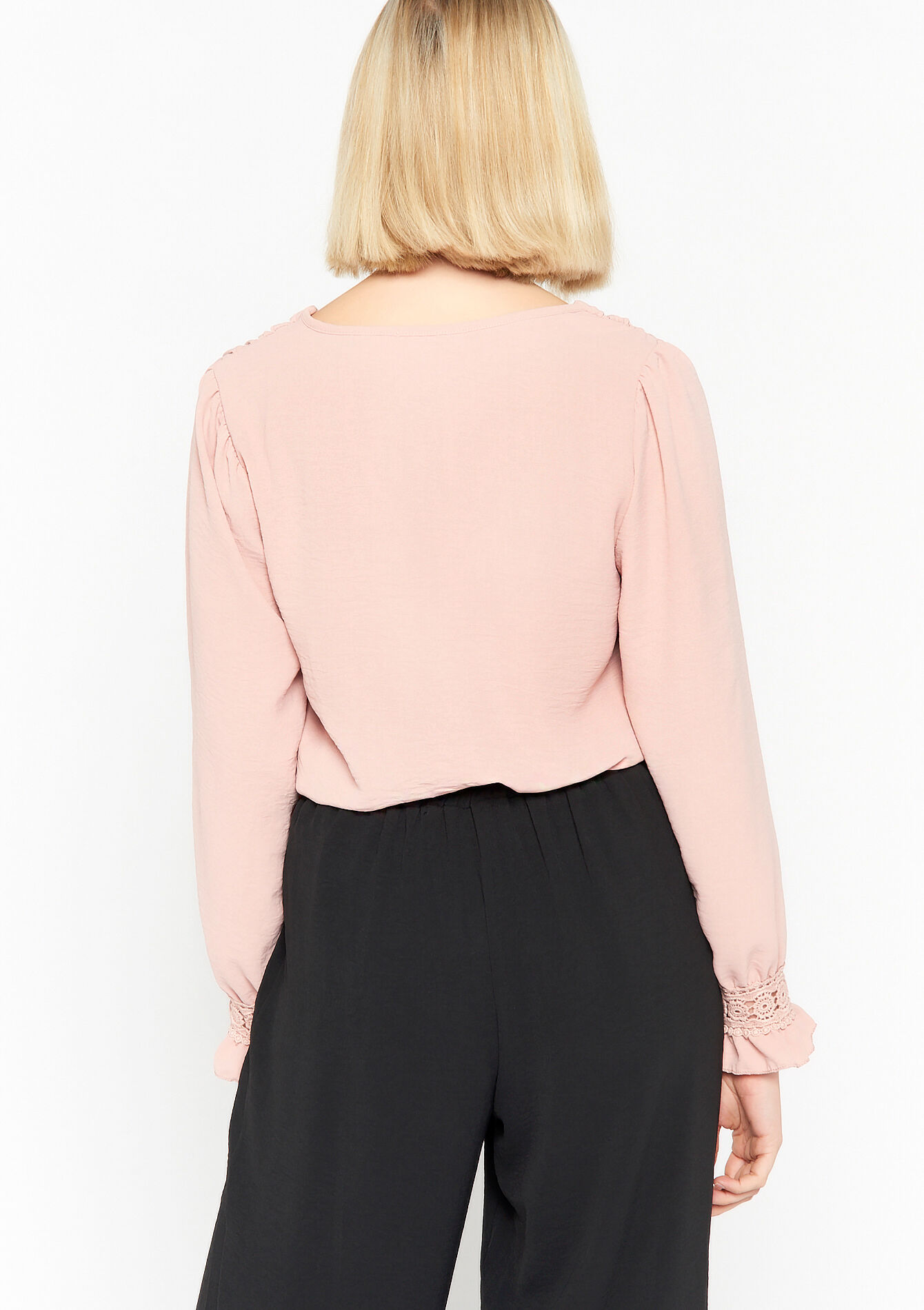 Blouse with embroidery - NUDE PINK - 05702132_1301