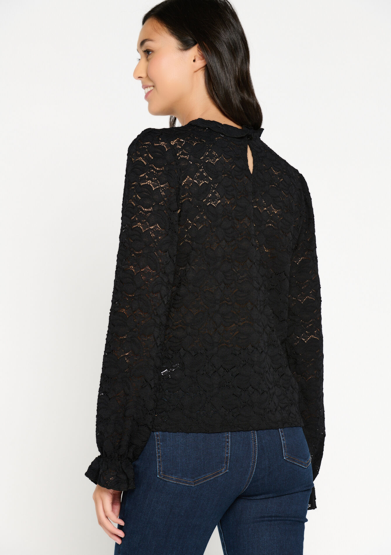 Lace T-shirt - BLACK - 02400260_1119