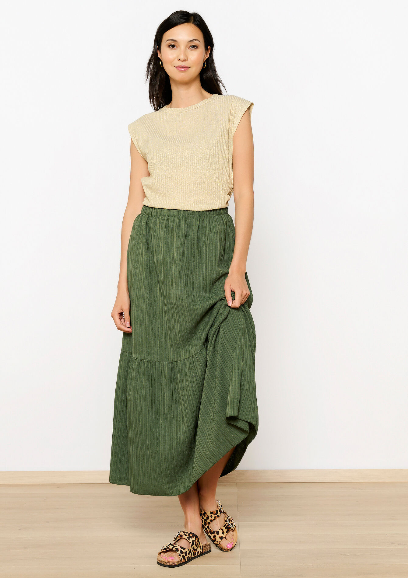 Maxi skirt with ruffles, Maxi skirt with ruffles - KHAKI FADED - 07101255_4326