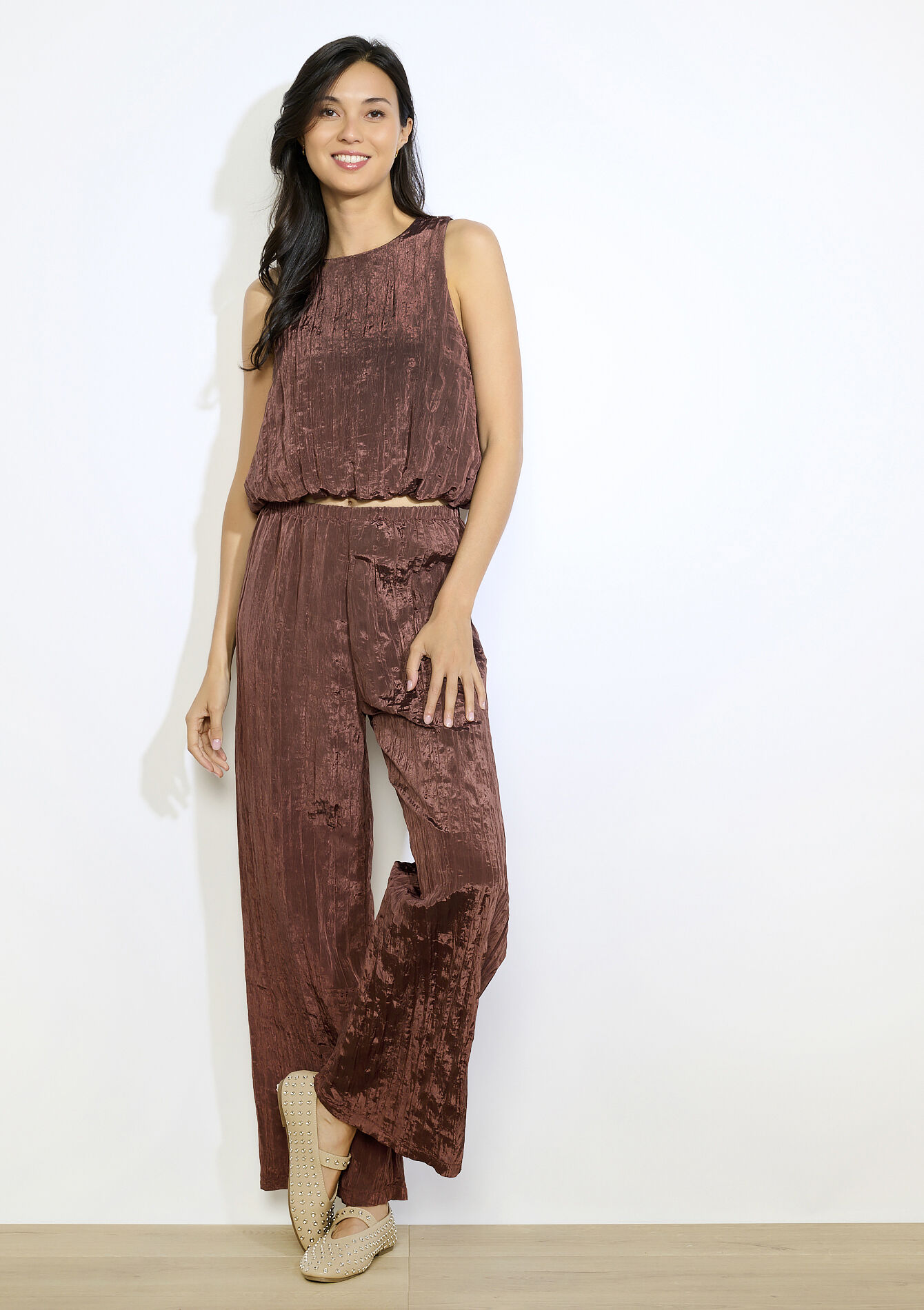 Mouwloze top met structuur, Mouwloze top met structuur - BROWN DARK CHOCOLATE - 05702924_3720