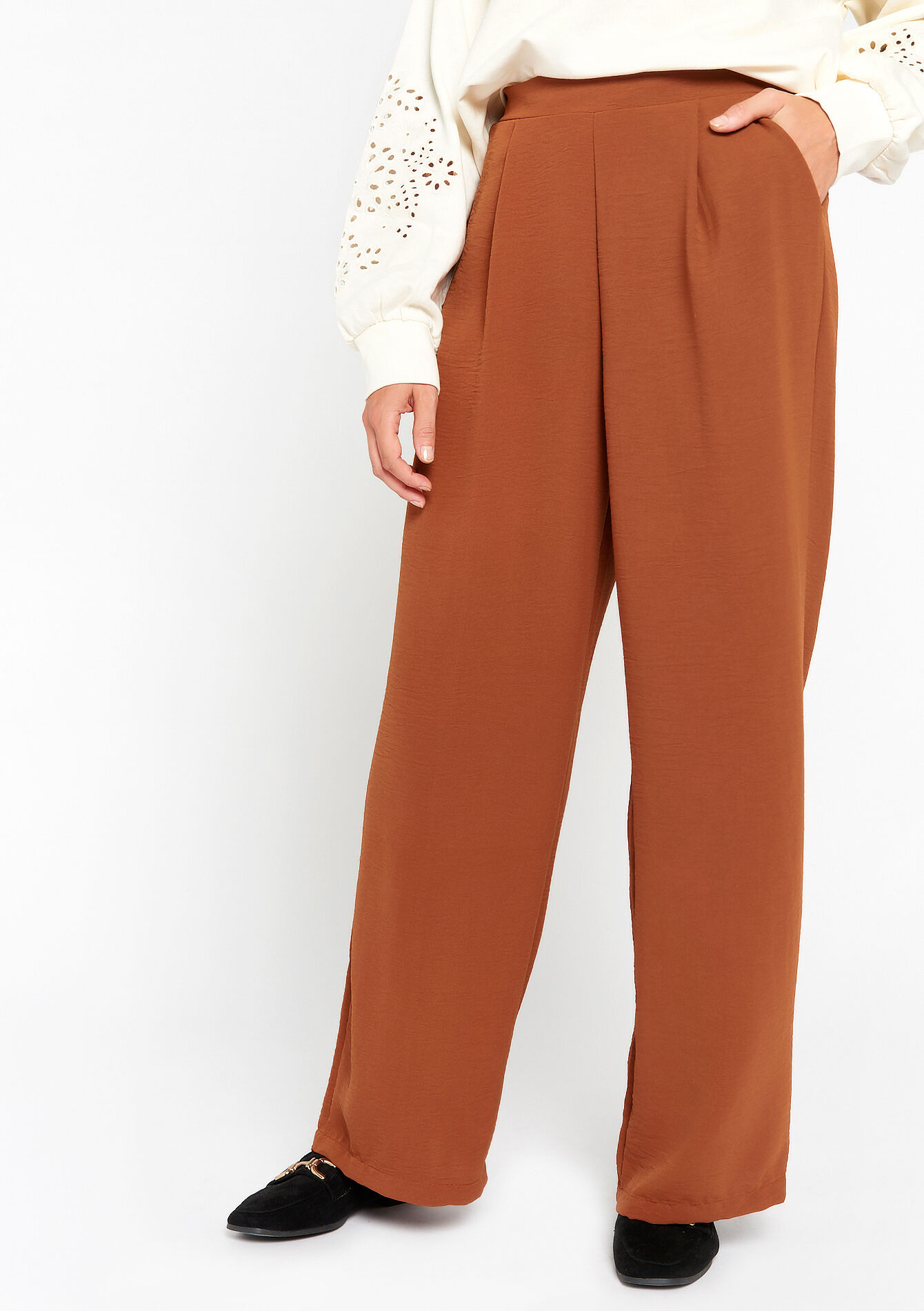 Pantalon évasé - CARAMEL - 06600773_1953