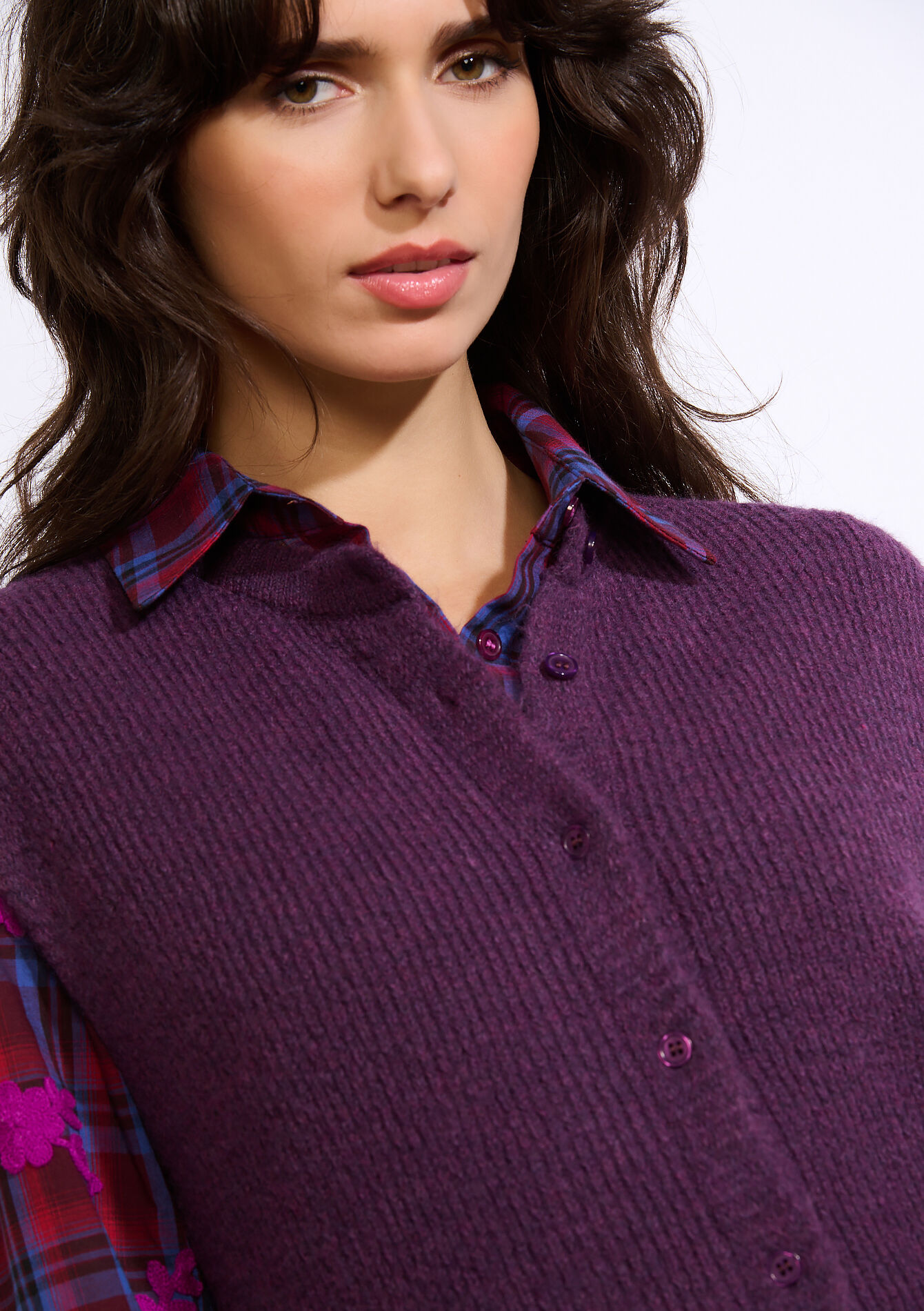 Soft sleeveless vest, Soft sleeveless vest - AUBERGINE - 04101334_1537