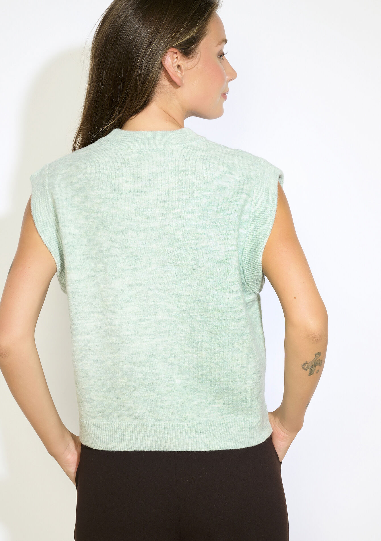 Mouwloze gebreide trui, Mouwloze gebreide trui - MINT GREEN - 04006912_1723