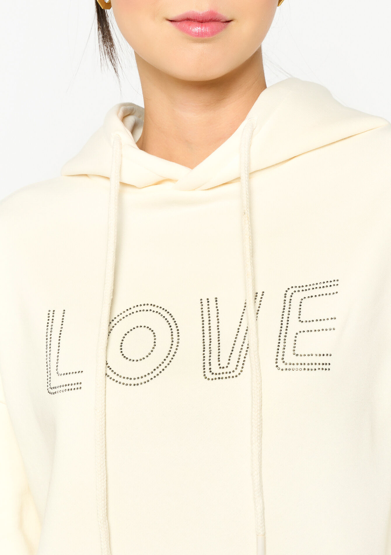 Basic hoodie met studs, Basic hoodie met studs - VANILLA WHITE - 1094898