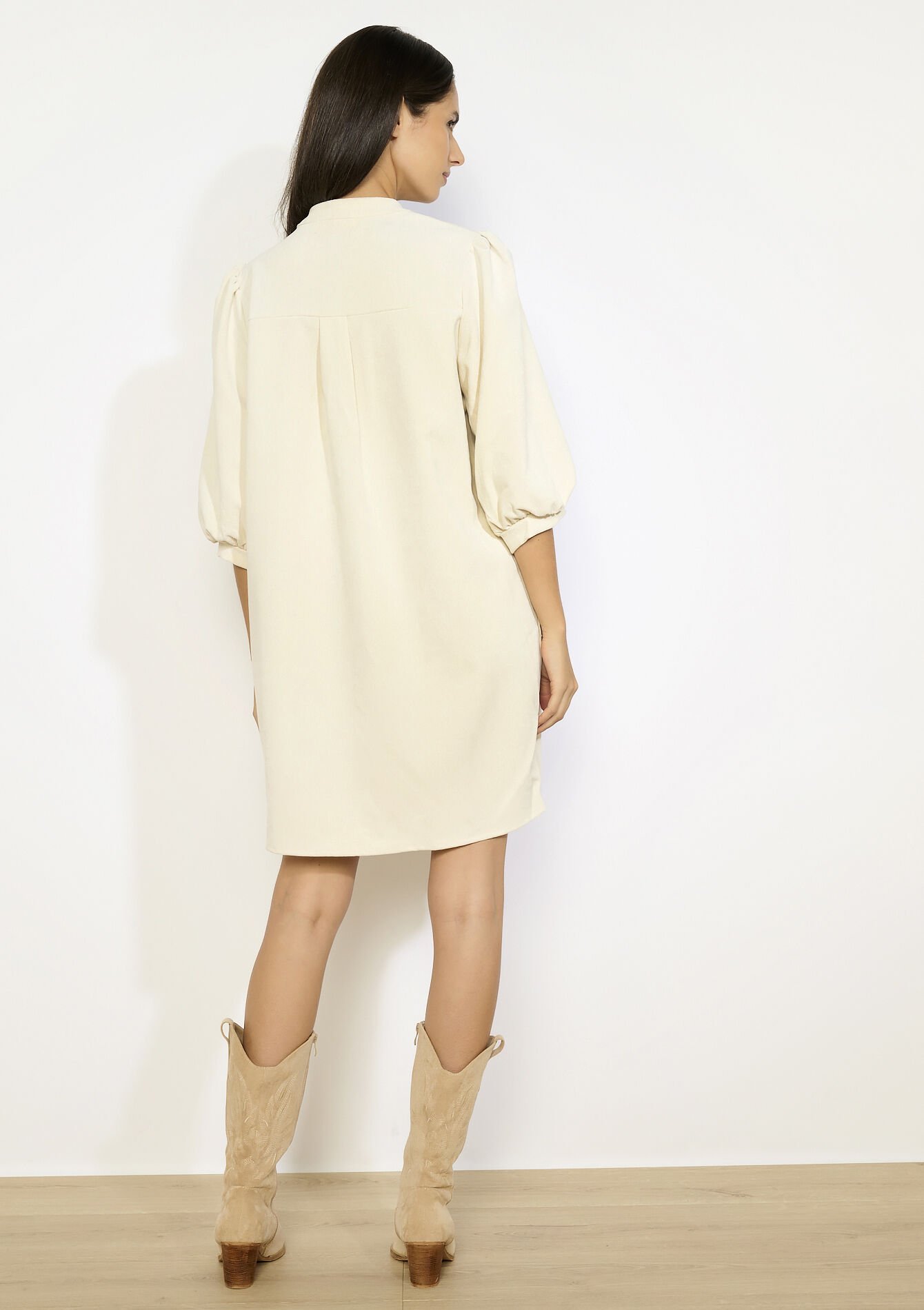 Robe courte en velours côtelé, Robe courte en velours côtelé - VANILLA WHITE - 08104308_1013