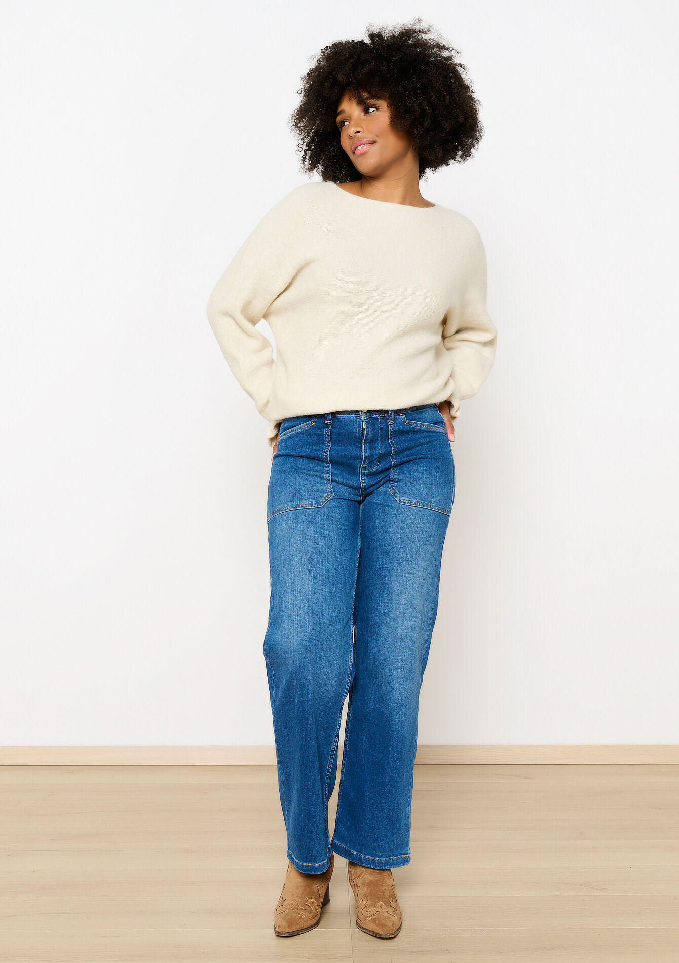 Effen trui met boothals, Effen trui met boothals - VANILLA WHITE - 04006813_1013