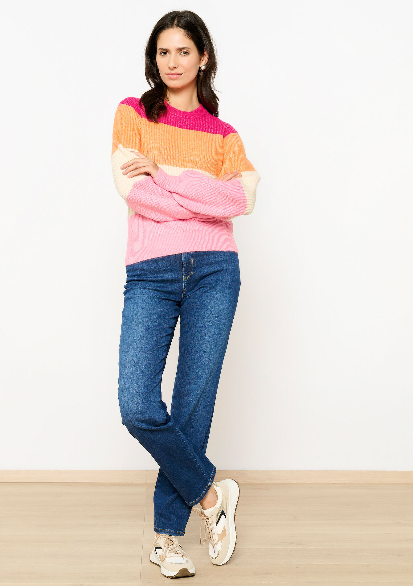 Trui met colourblock - GREY MED MEL - 04006536