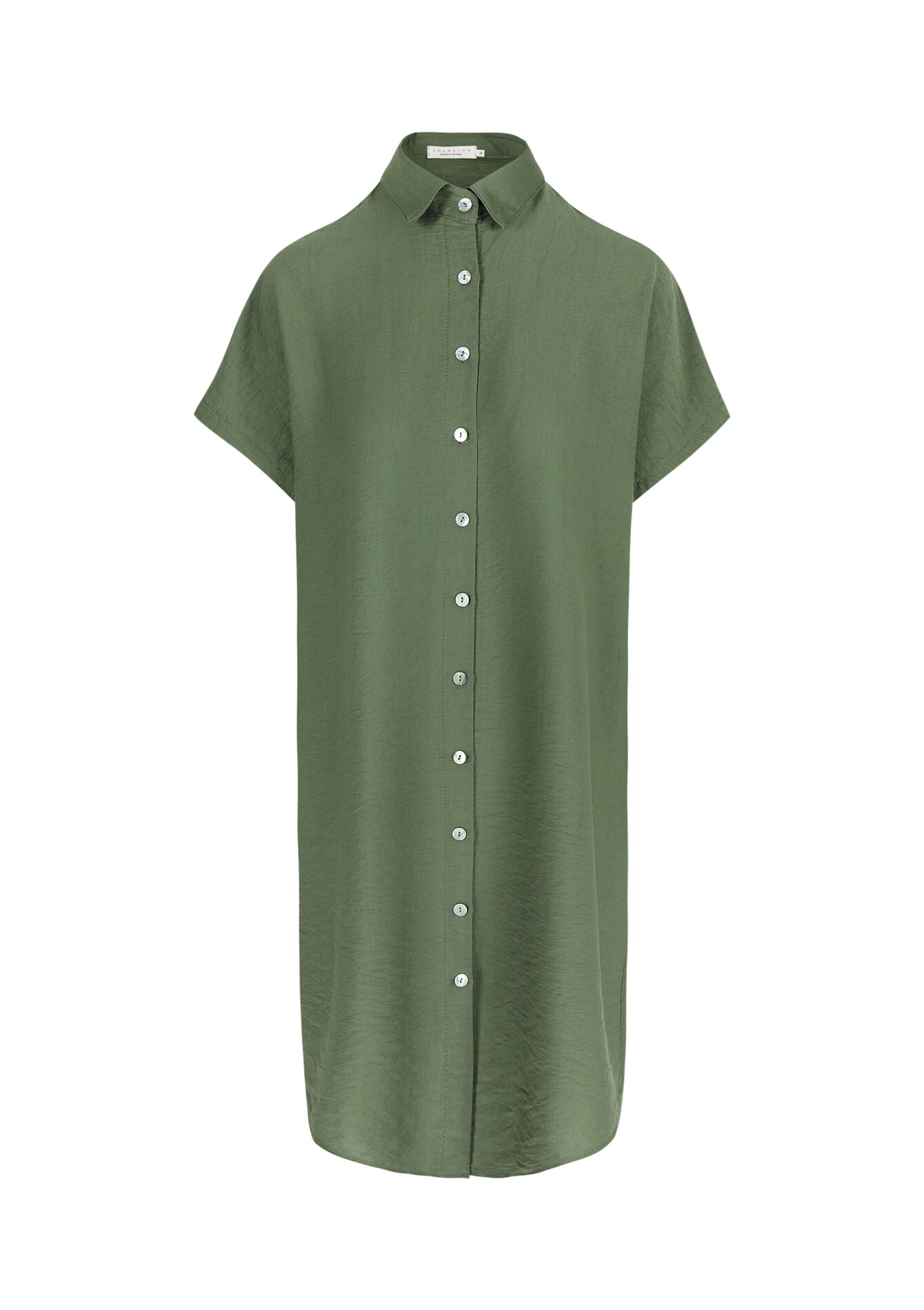 Robe-chemise en tissu crêpé - KHAKI MED - 08103793_4327