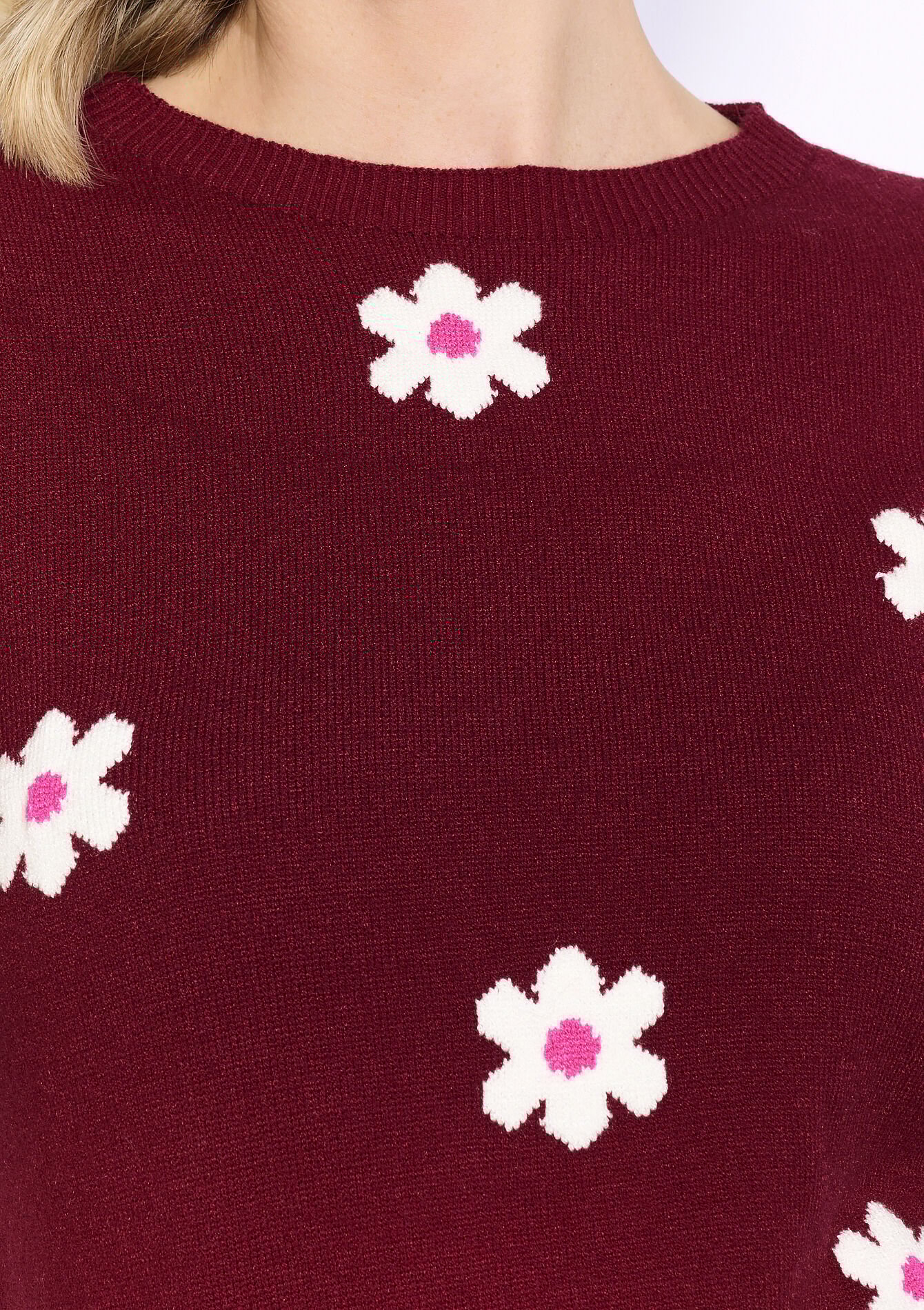 Trui met bloemenprint - BORDEAU WINE - 04007088_1467