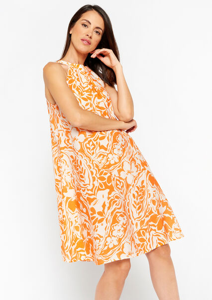 Straight dress with floral print - ORANGE MANGO - 08103355_2575