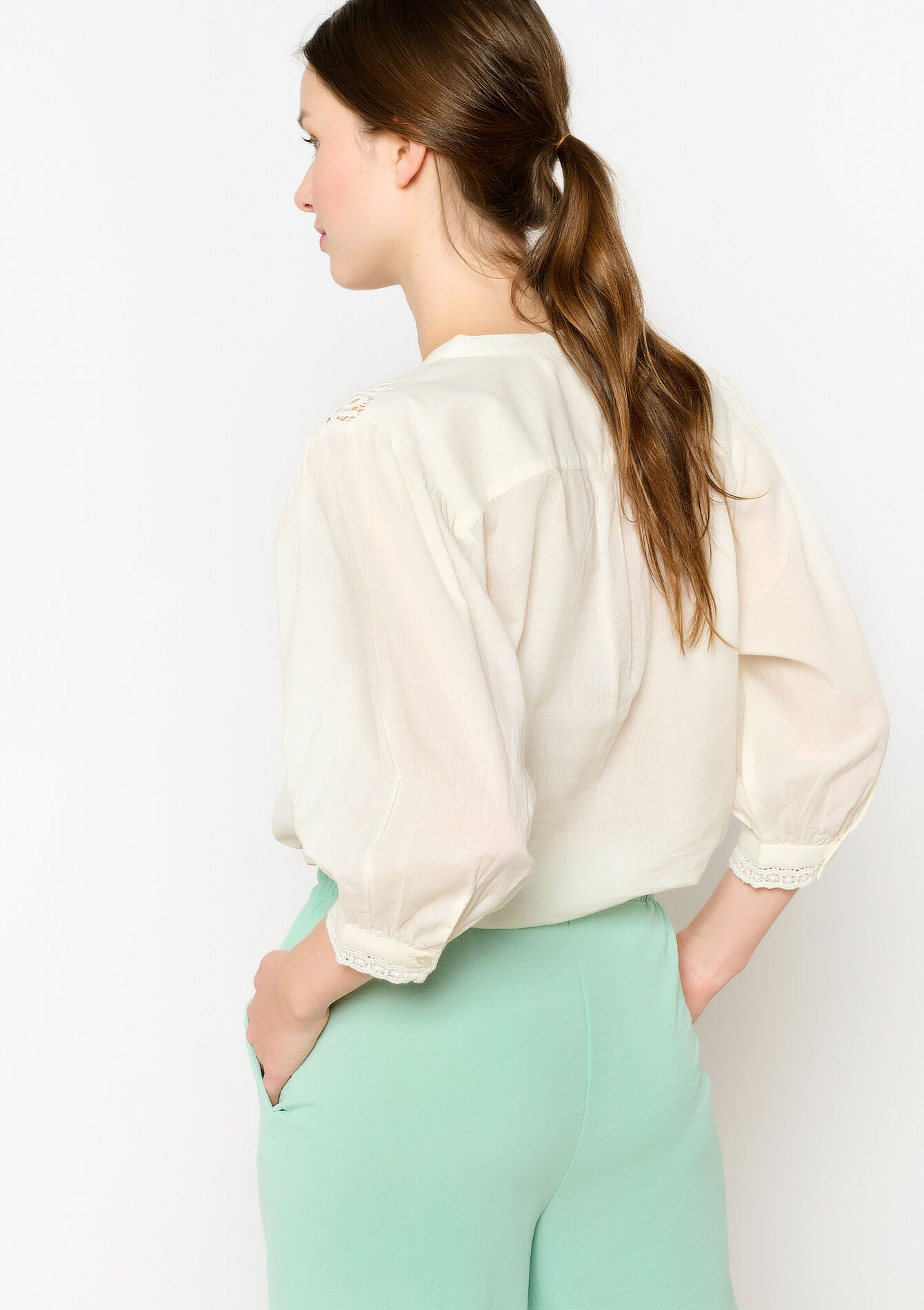 Chemise avec détail en macramé, Chemise avec détail en macramé - WHITE - 05702381_0506