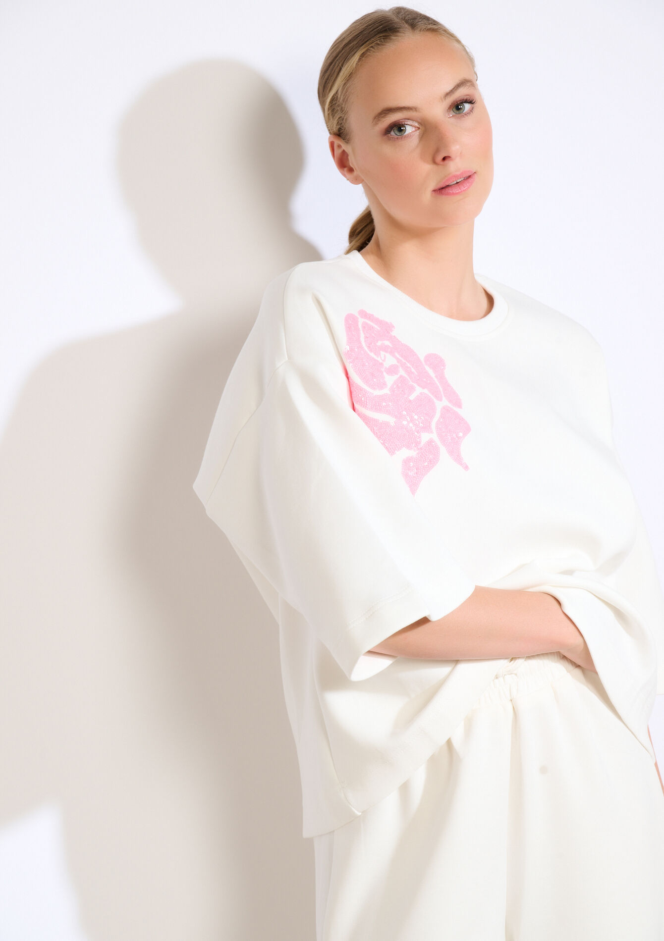 Sequin flower sweatshirt, Sequin flower sweatshirt, , back