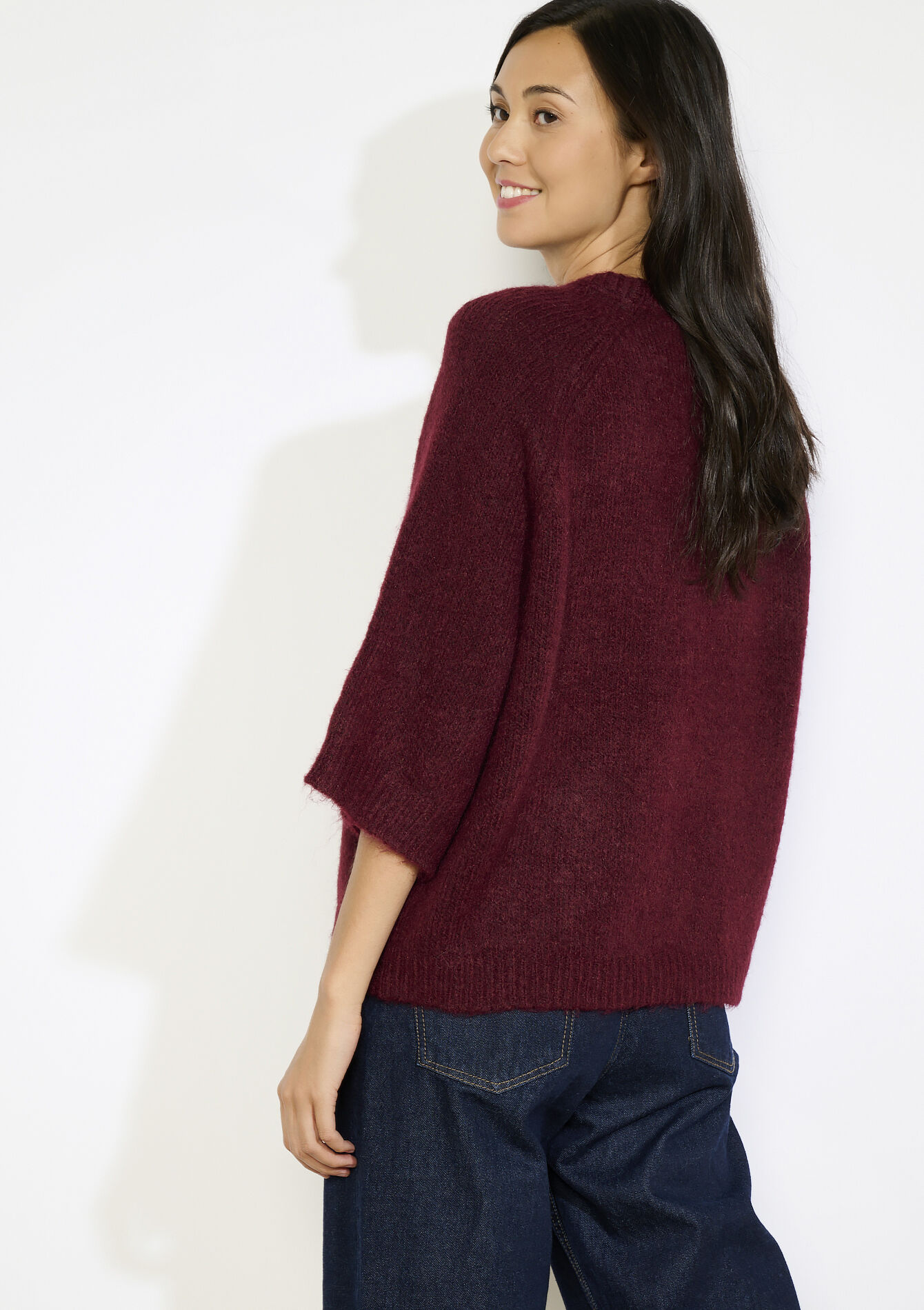 Trui met 3/4 raglanmouwen, Trui met 3/4 raglanmouwen - BORDEAU WINE - 04006927_1467