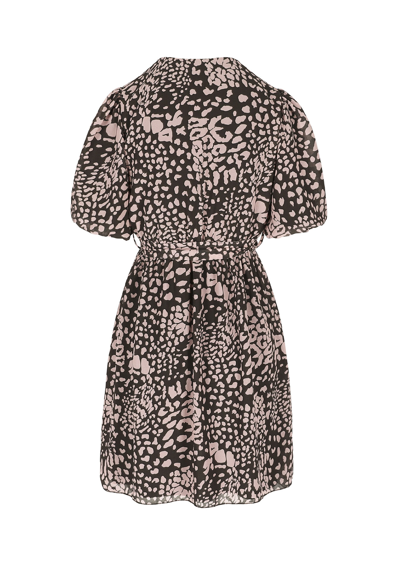 Korte wikkeljurk van voile, Korte wikkeljurk van voile - BROWN DARK CHOCOLATE - 08104452_3720