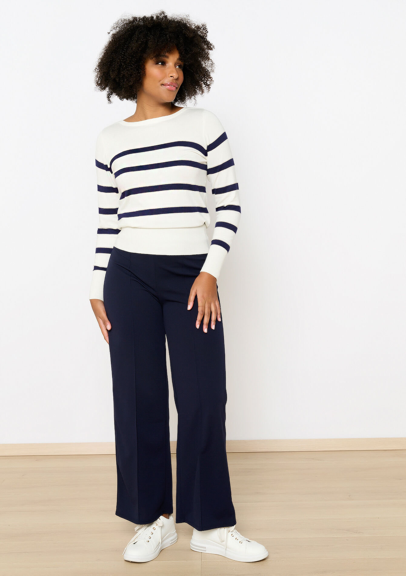 Gestreepte trui met boothals, Gestreepte trui met boothals - OFFWHITE - 04006651_1001