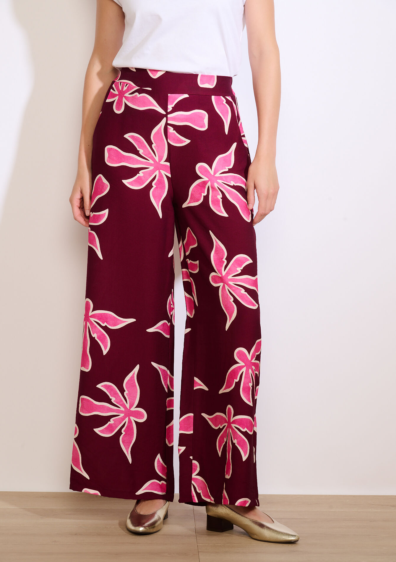 Pantalon large imprimé - AUBERGINE - 06601051_1537