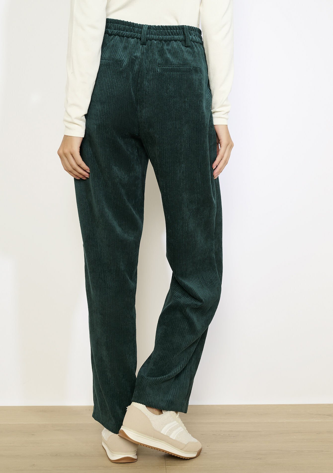 Corduroy broek met elastiek - GREEN EMERALD - 06100746_4511