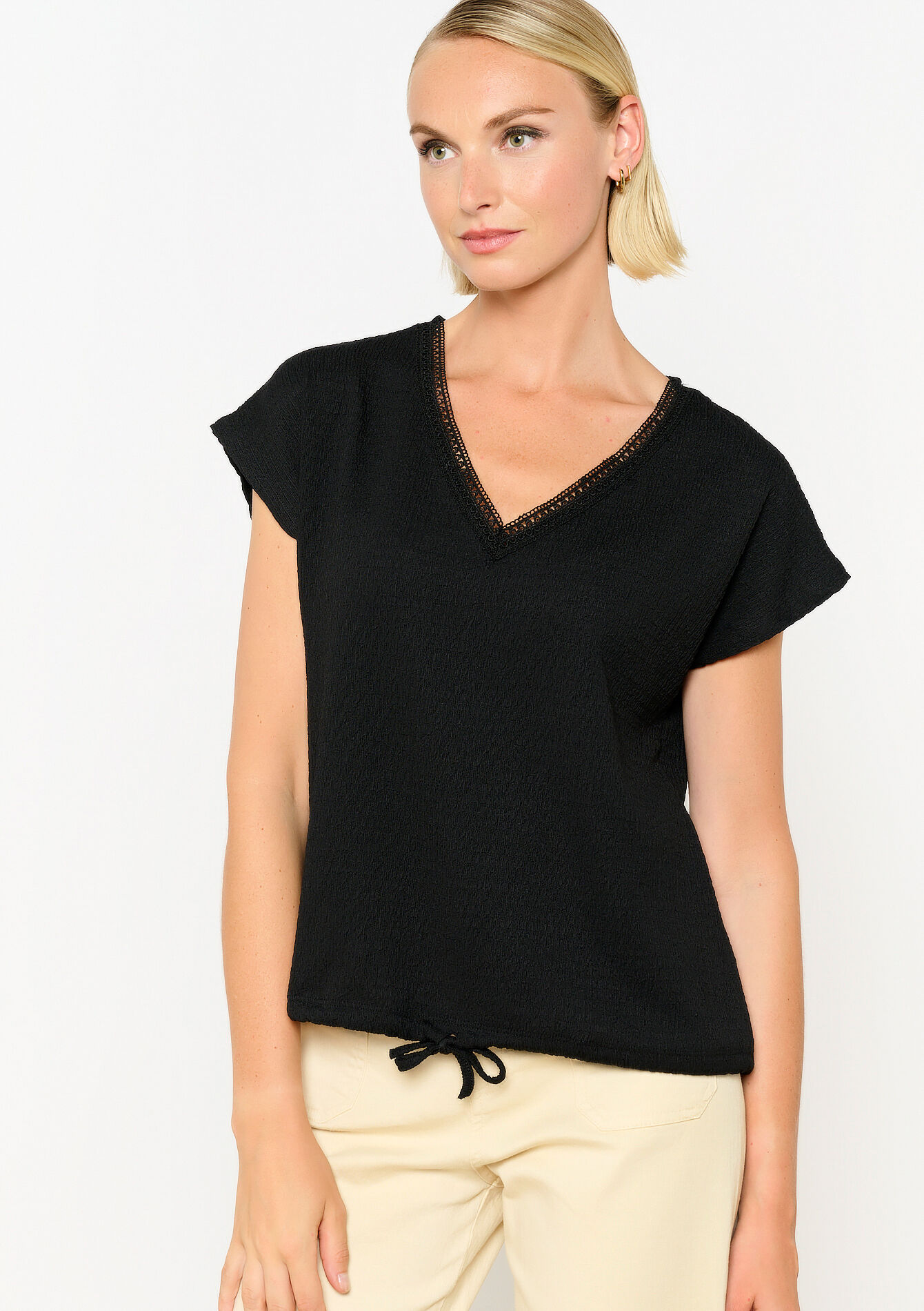 T-shirt en crêpe - BLACK - 02301651_1119