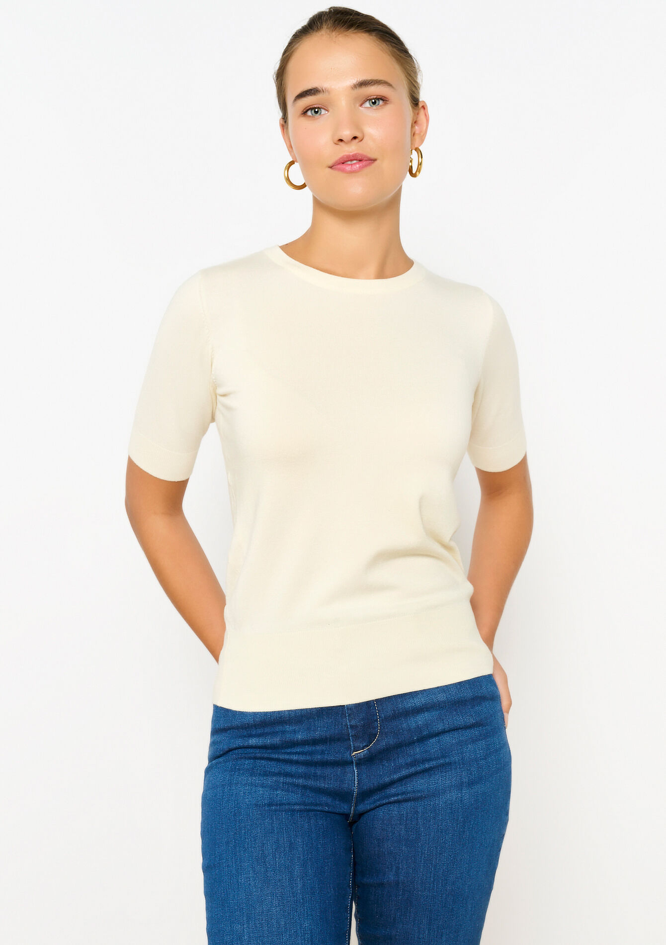Short-sleeved pullover, Short-sleeved pullover - VANILLA WHITE - 04006459_1013