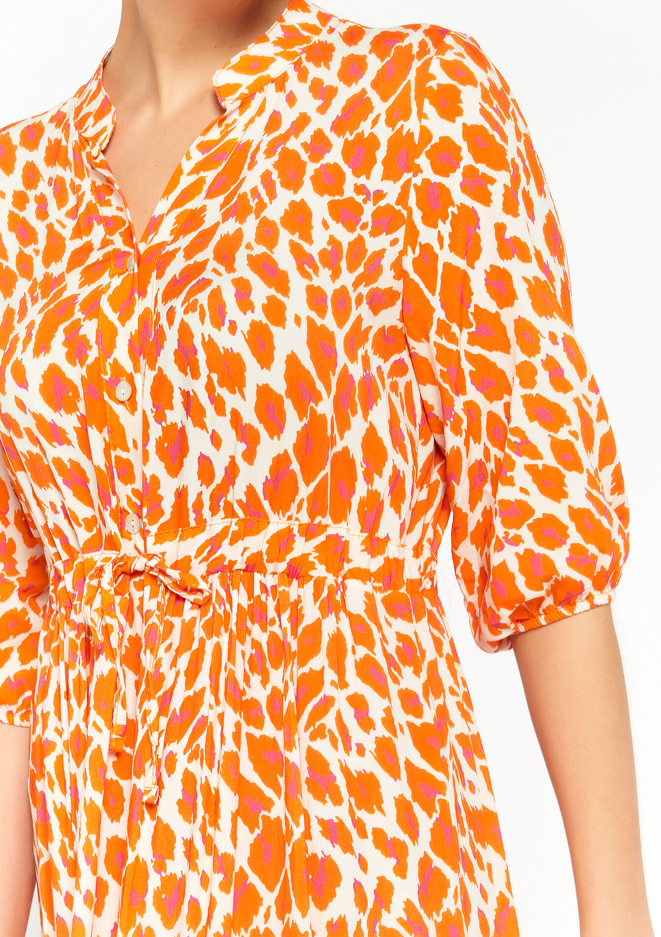 Maxi-jurk met luipaardprint, Maxi-jurk met luipaardprint - ORANGE BRIGHT - 08601902_1255