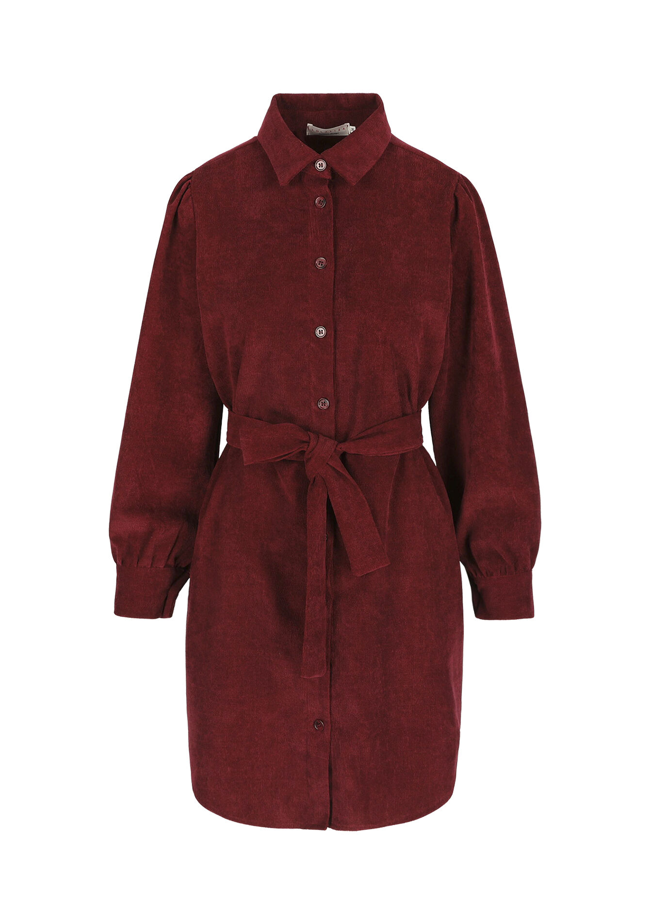 Ribfluwelen overhemdjurk - BORDEAUX WINE - 08104418_5514