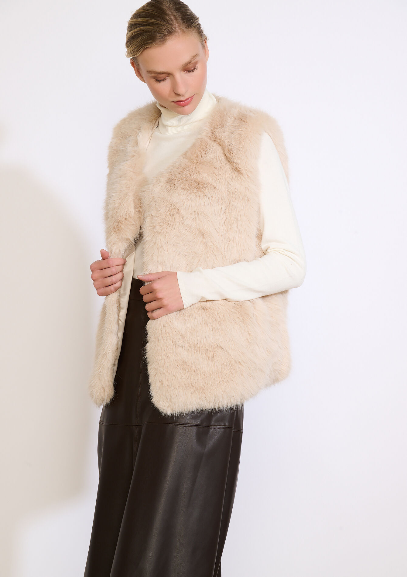 Zachte mouwloze gilet, Zachte mouwloze gilet - LT BEIGE - 23000771_2527