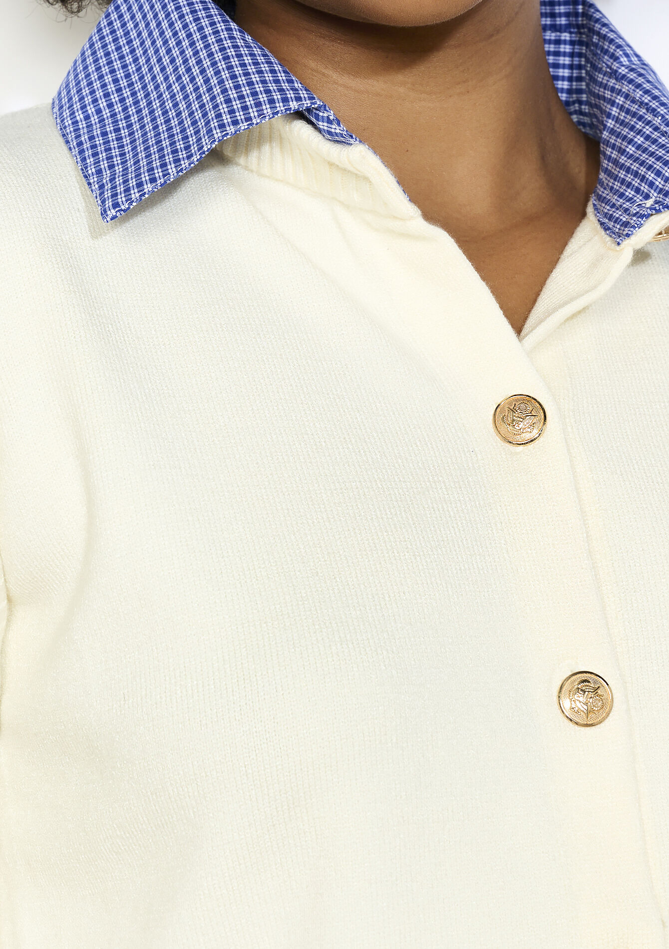 Cardigan en popeline à col chemise, Cardigan en popeline à col chemise - VANILLA WHITE - 04101323_1013