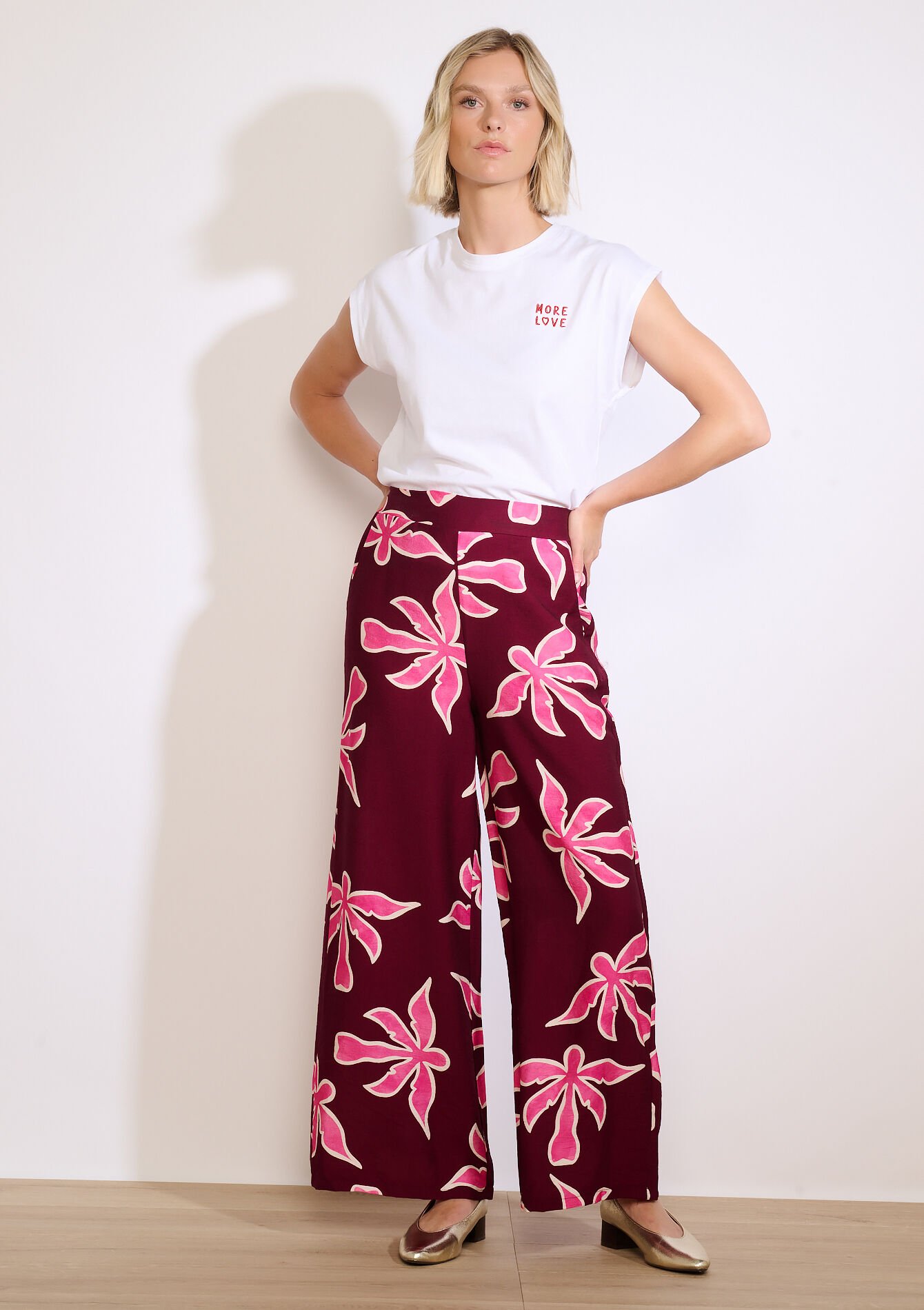 Pantalon large imprimé, , back