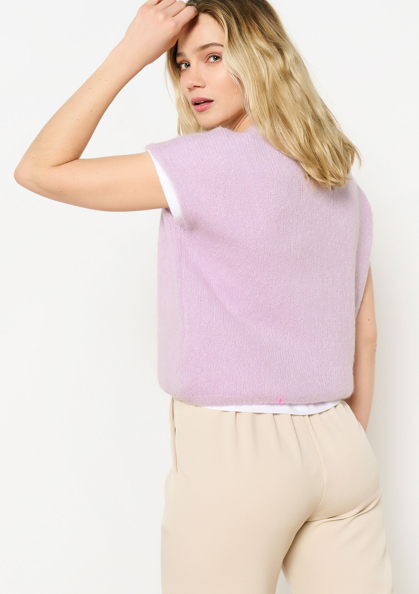 Mohair sweater with short sleeves, Mohair sweater with short sleeves - LILAC BRIGHT - 04006894_2578