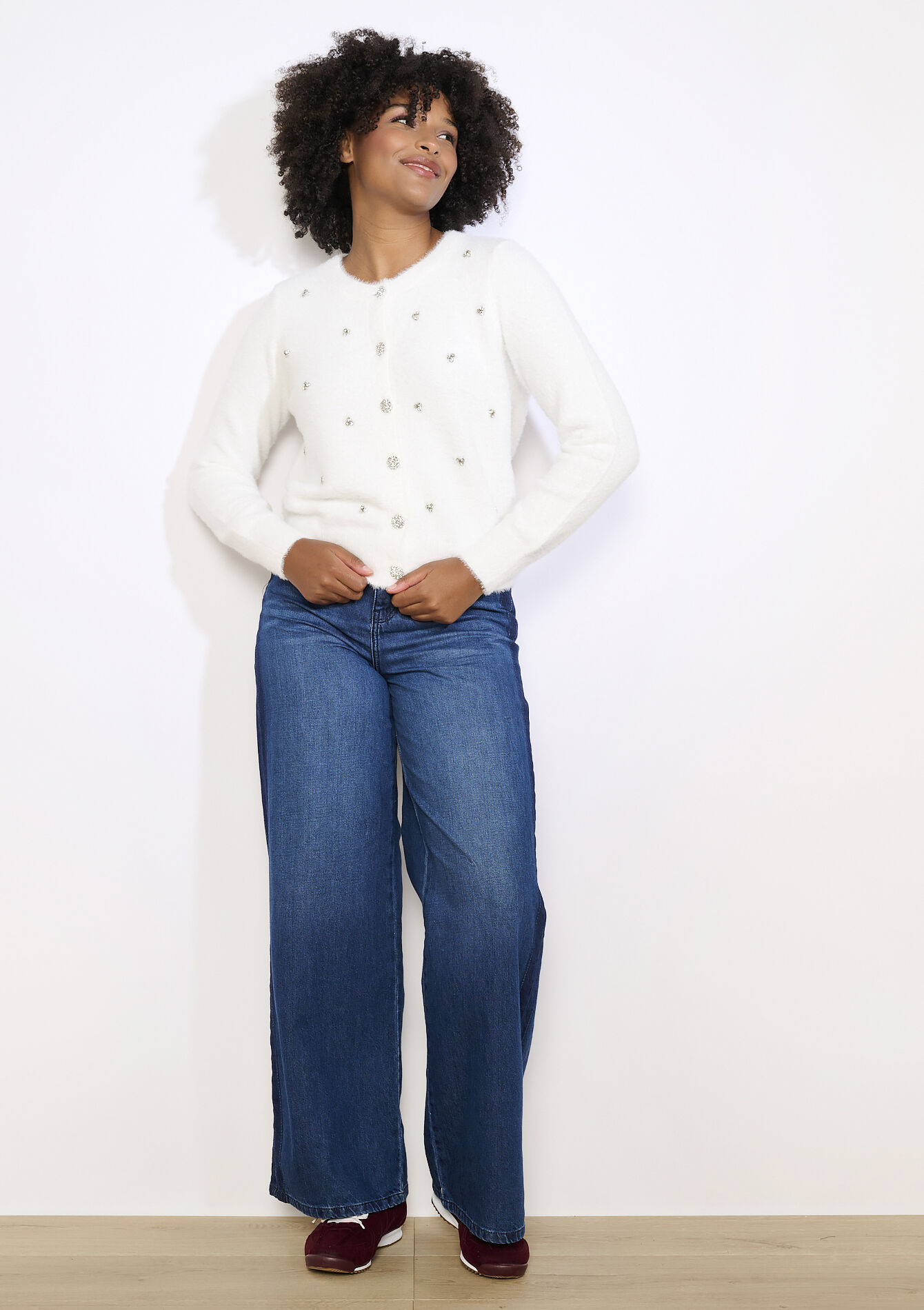 Zachte gebreide vest met accenten, Zachte gebreide vest met accenten - VANILLA WHITE - 04101314_1013