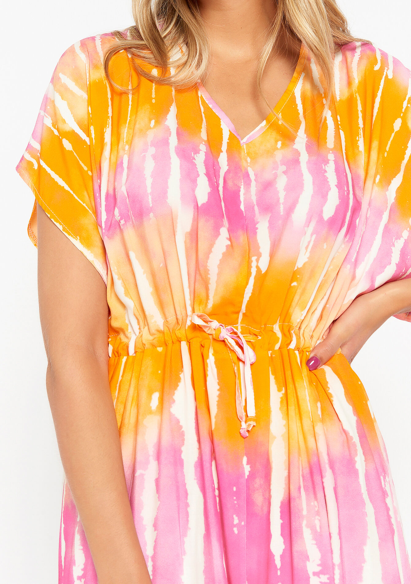 Maxi dress with tie-dye, Maxi dress with tie-dye - ORANGE BRIGHT - 08602087