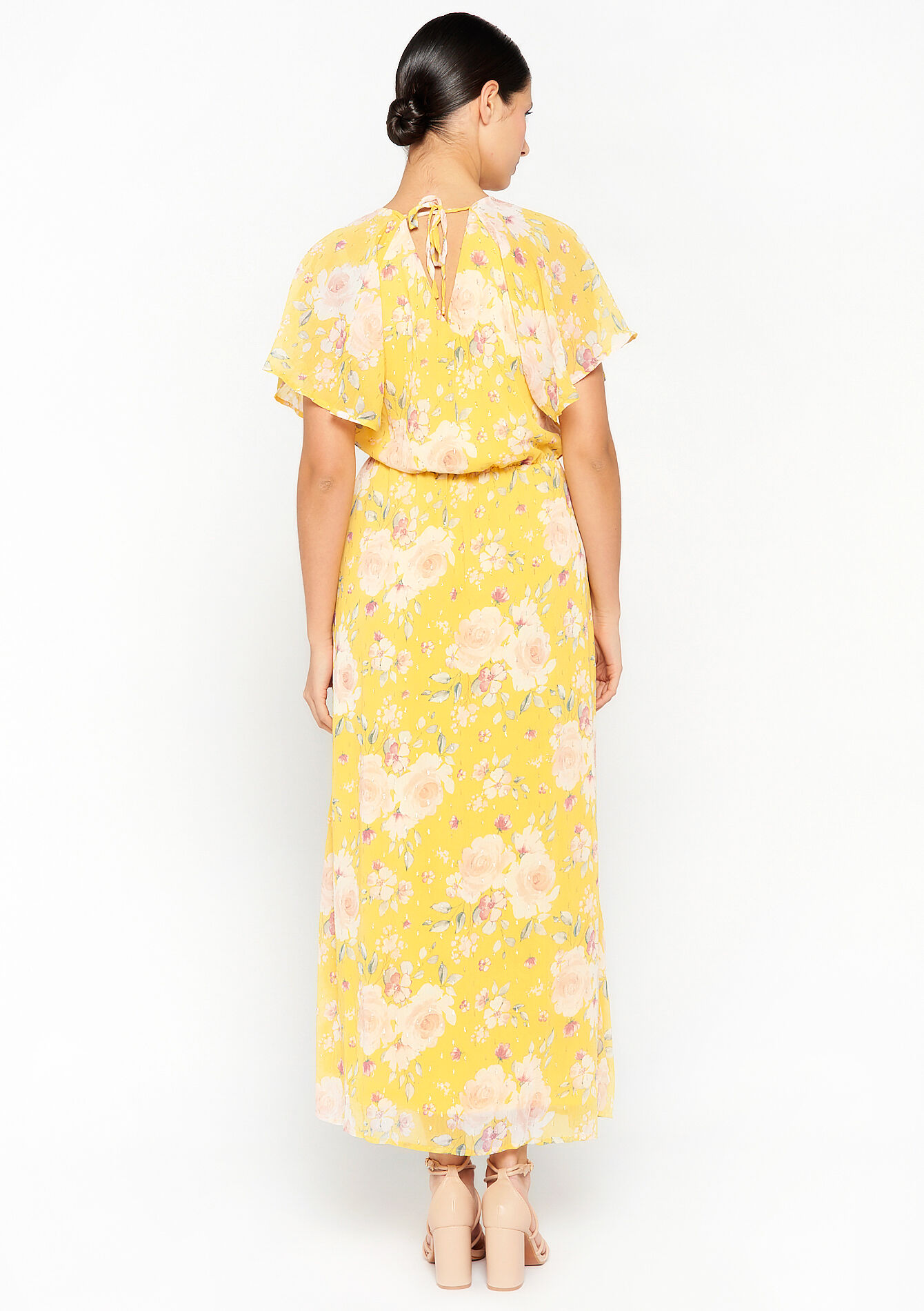 Maxi-jurk met bloemenprint, Maxi-jurk met bloemenprint - YELLOW PASTEL - 1064780