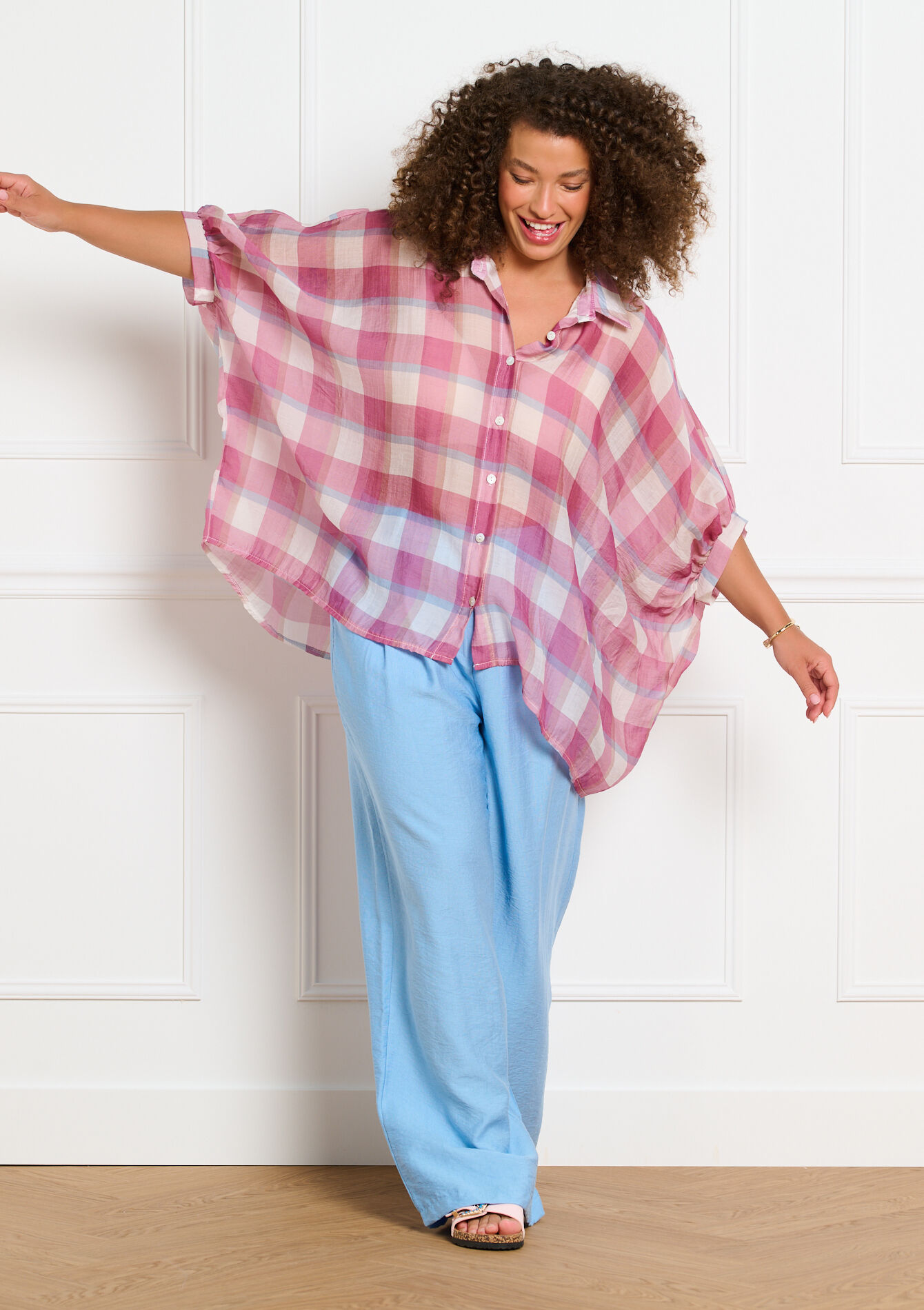 Losvallend geruit overhemd - RED FRAMBOISE - 05703074_1496