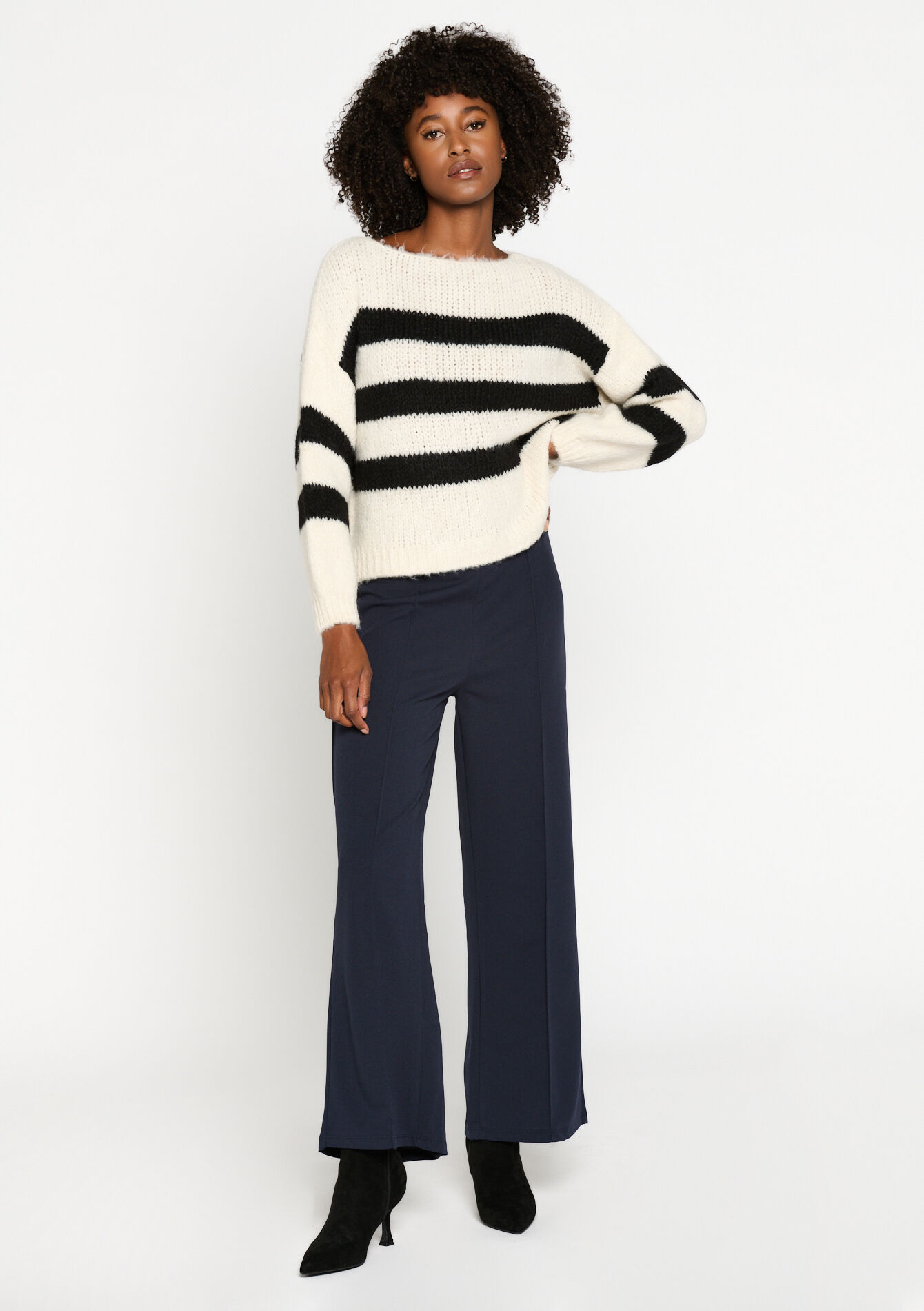 Pullover à rayures, Pullover à rayures - BLACK - 04006305_1119