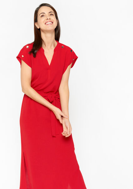 Maxi-jurk met V-hals - RED PAPRIKA - 08601699_1293