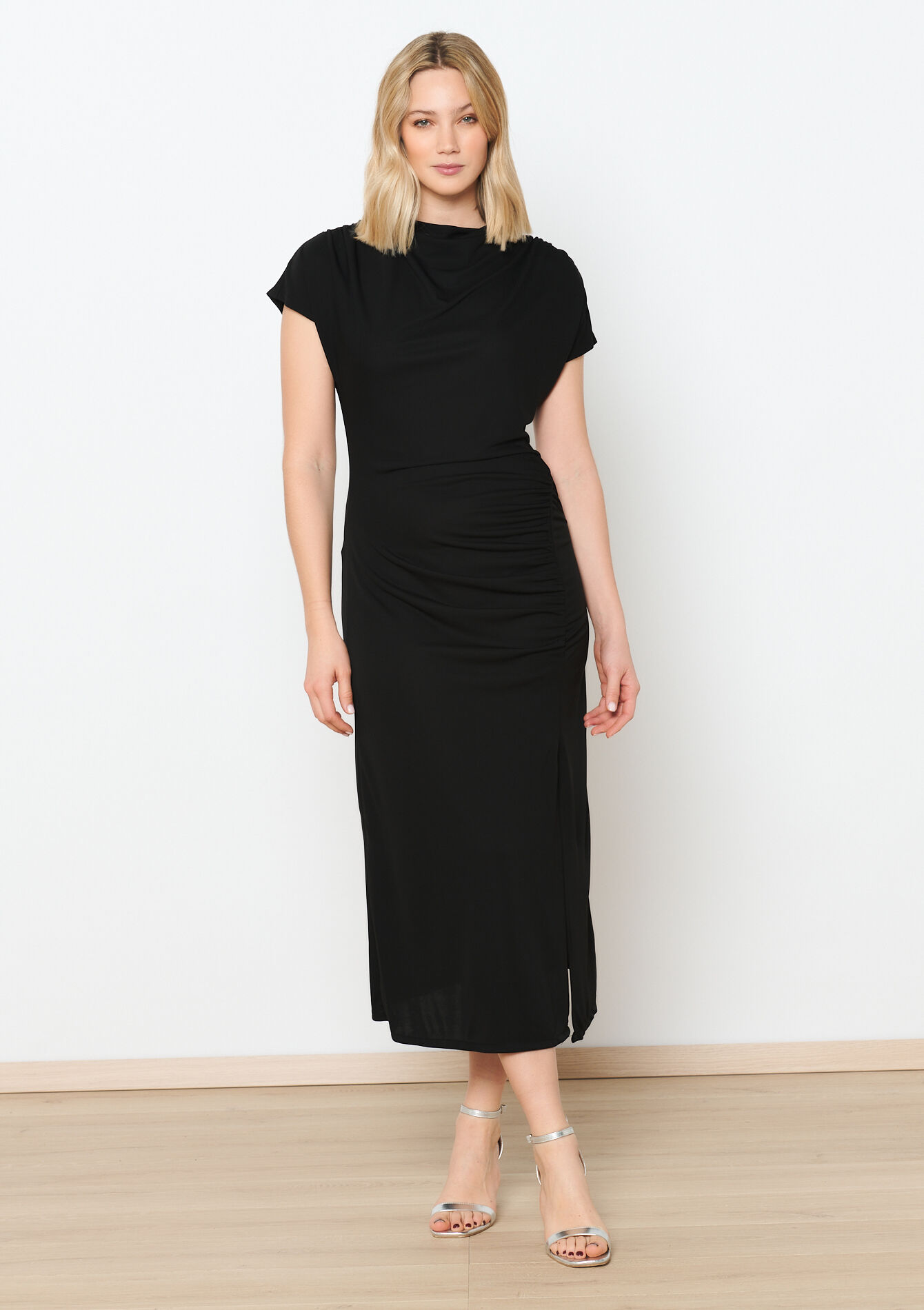 Draped bodycon dress, Draped bodycon dress - BLACK - 08602310_1119