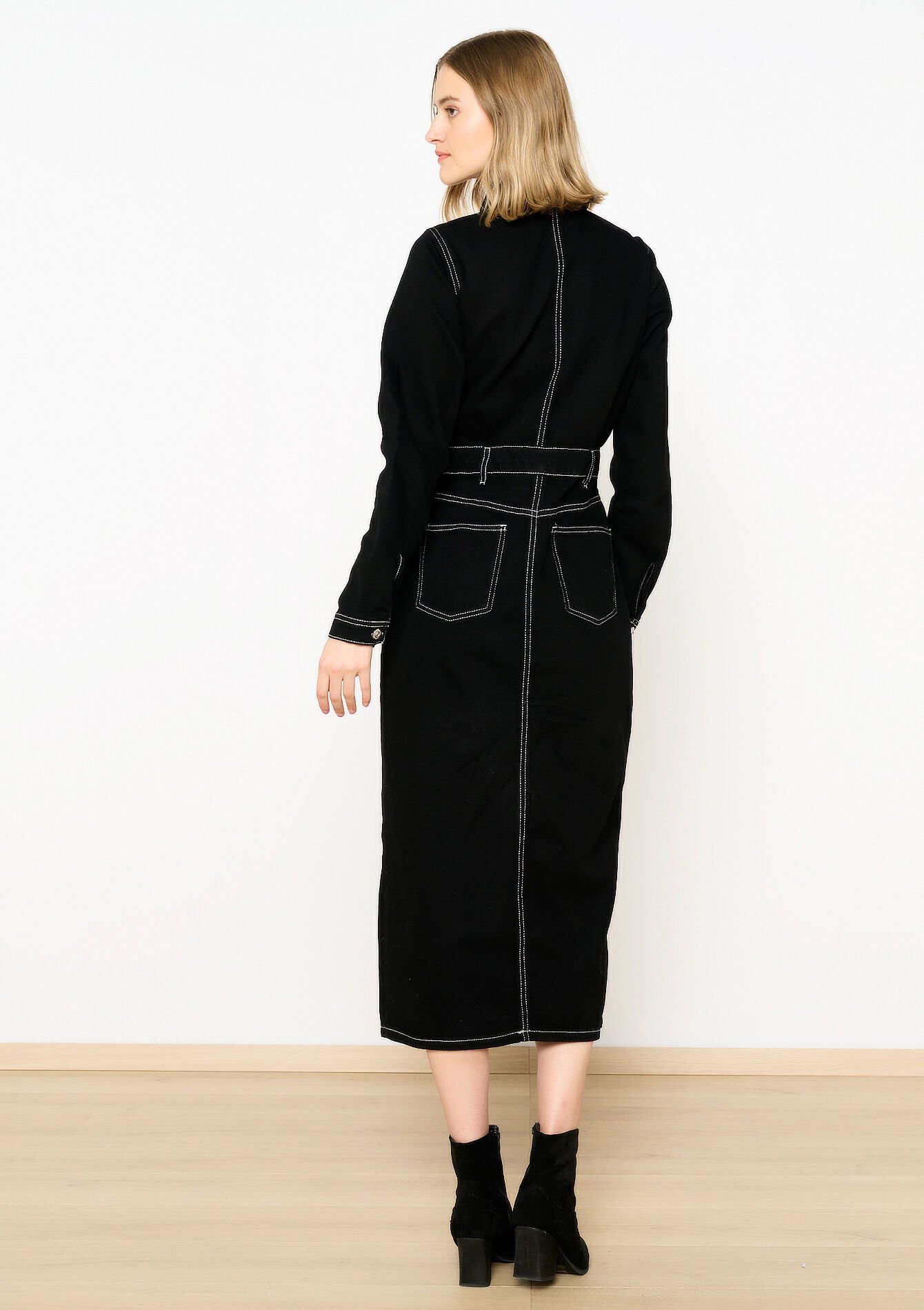 Denim midi-jurk, Denim midi-jurk - BLACK - 08103719_0503