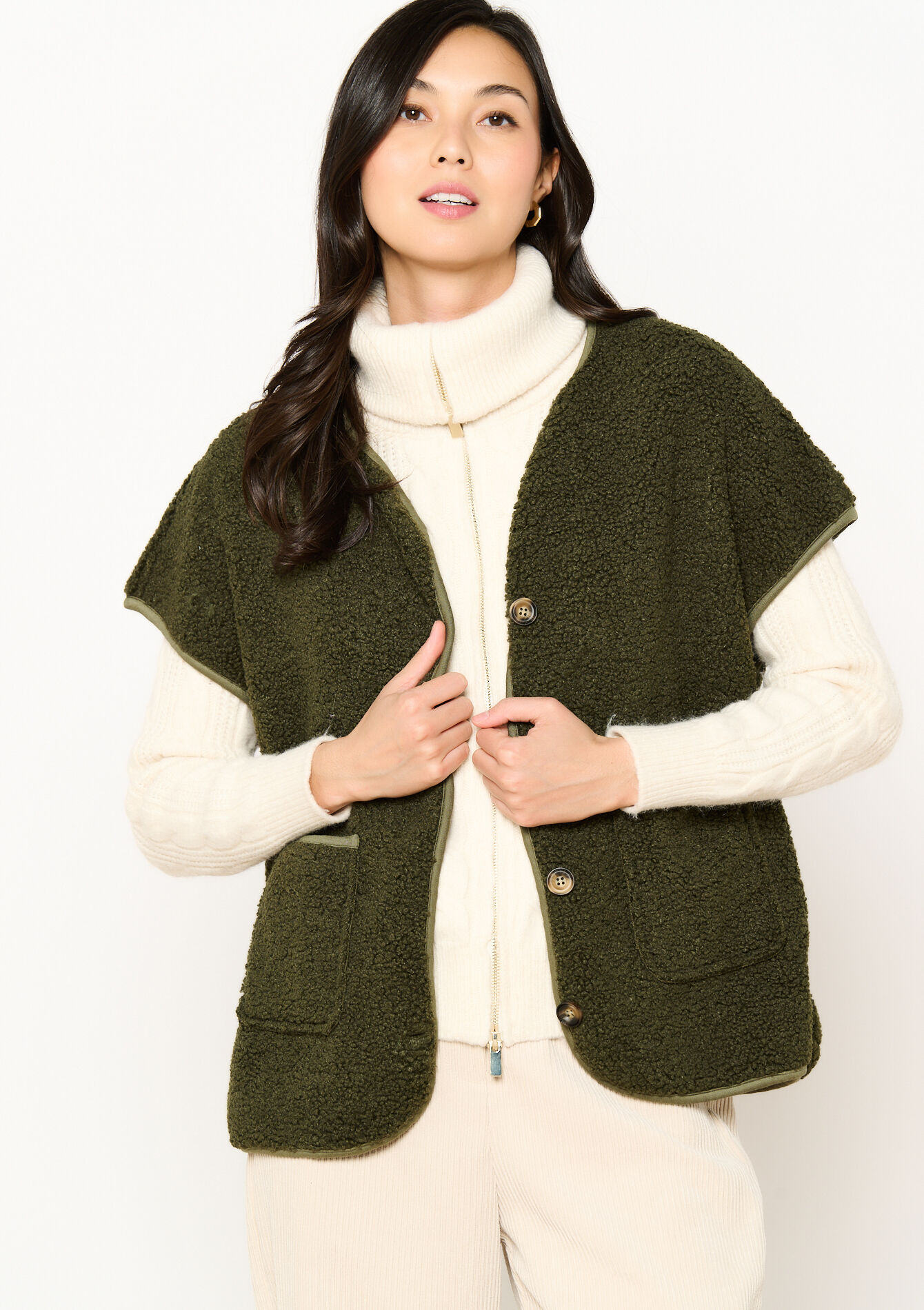 Teddy vest - KHAKI DARKY - 09001444_4208