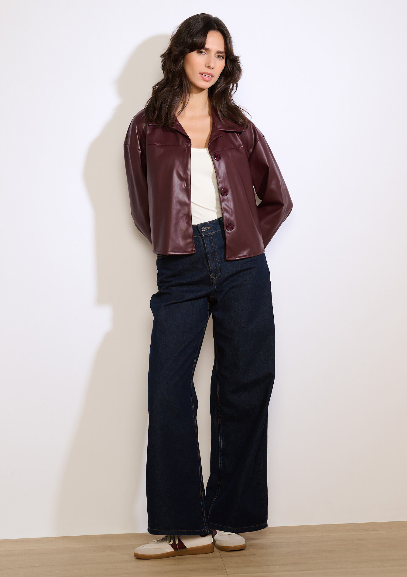 Overshirt van imitatieleer, Overshirt van imitatieleer - BORDEAUX WINE - 09101132_5514