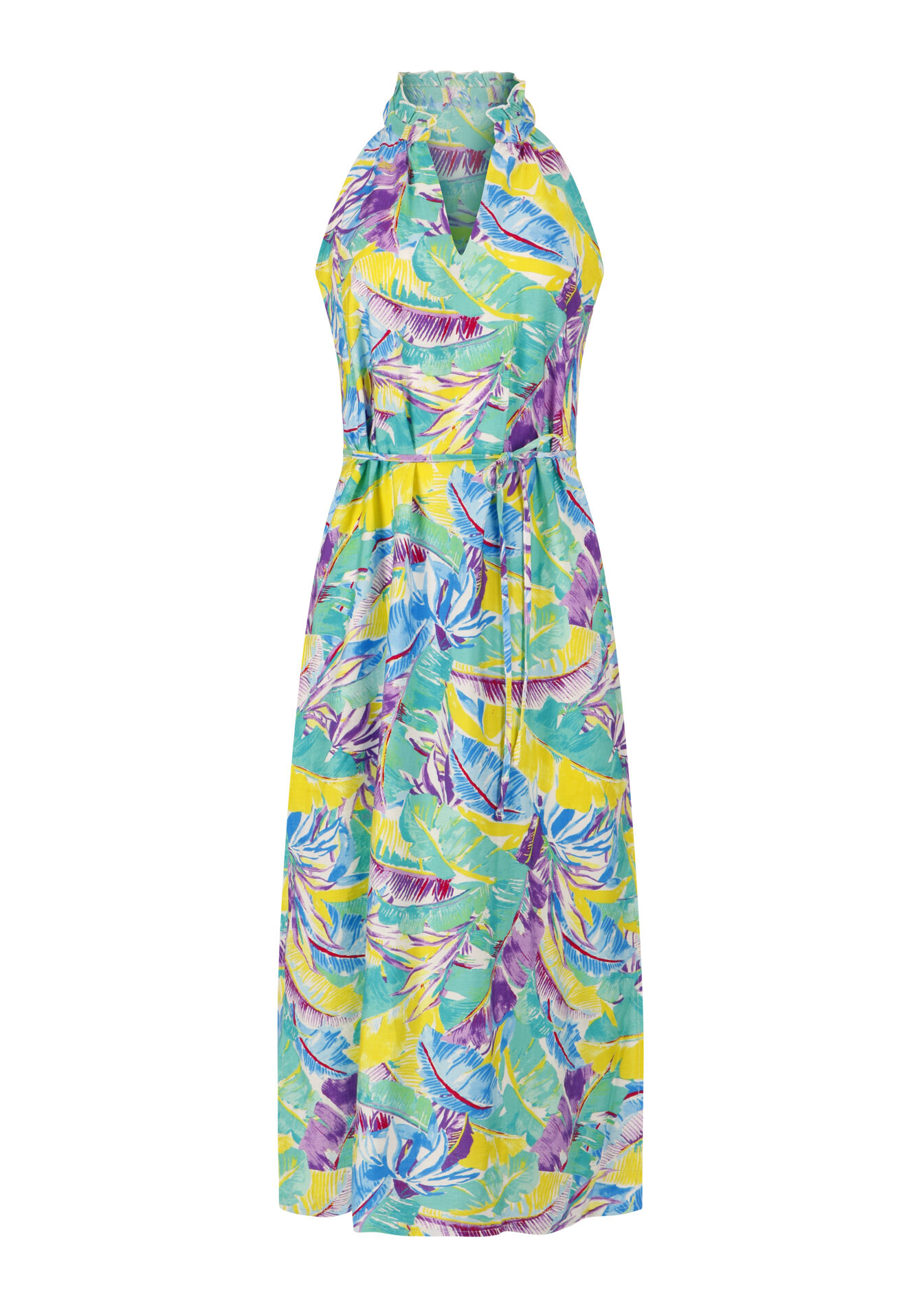 Maxi-jurk met tropische print - TURQUOISE - 08601999_1759